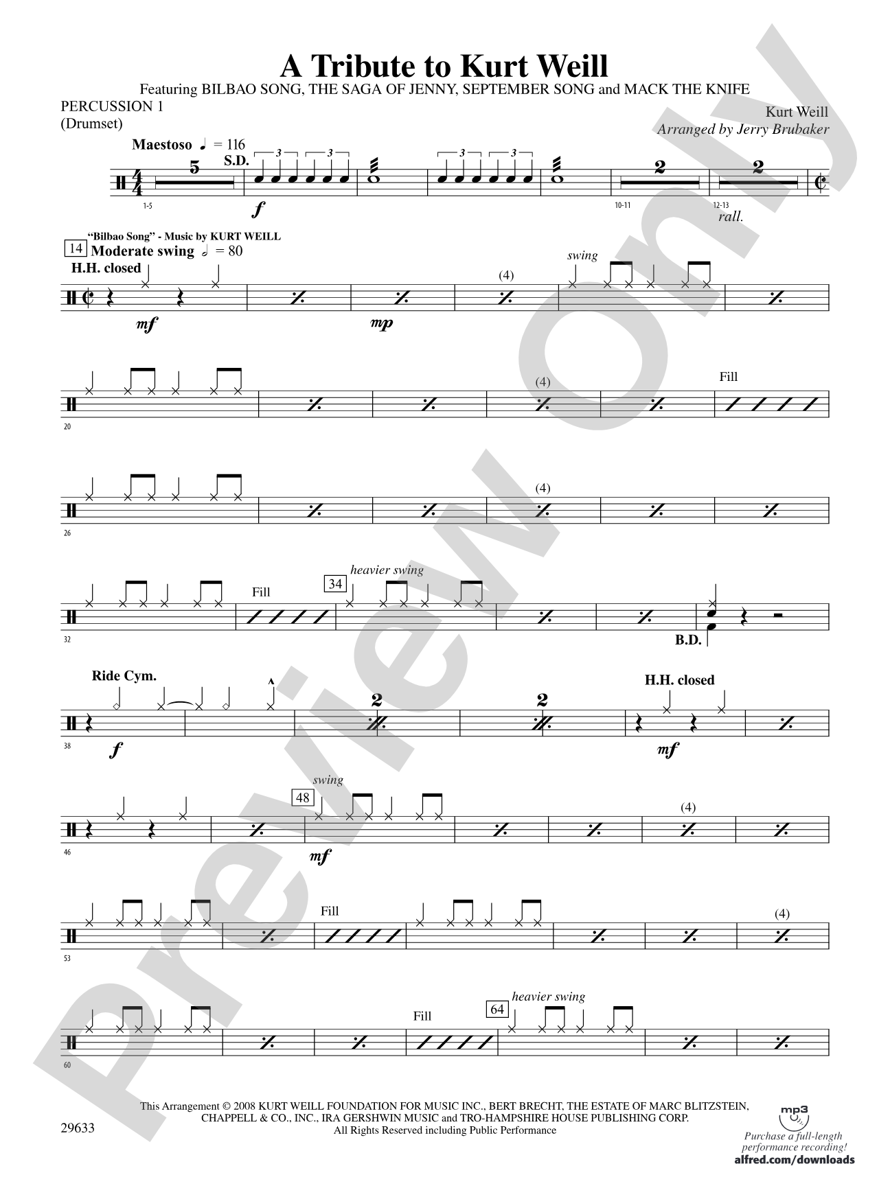 A Tribute to Kurt Weill: 1st Percussion