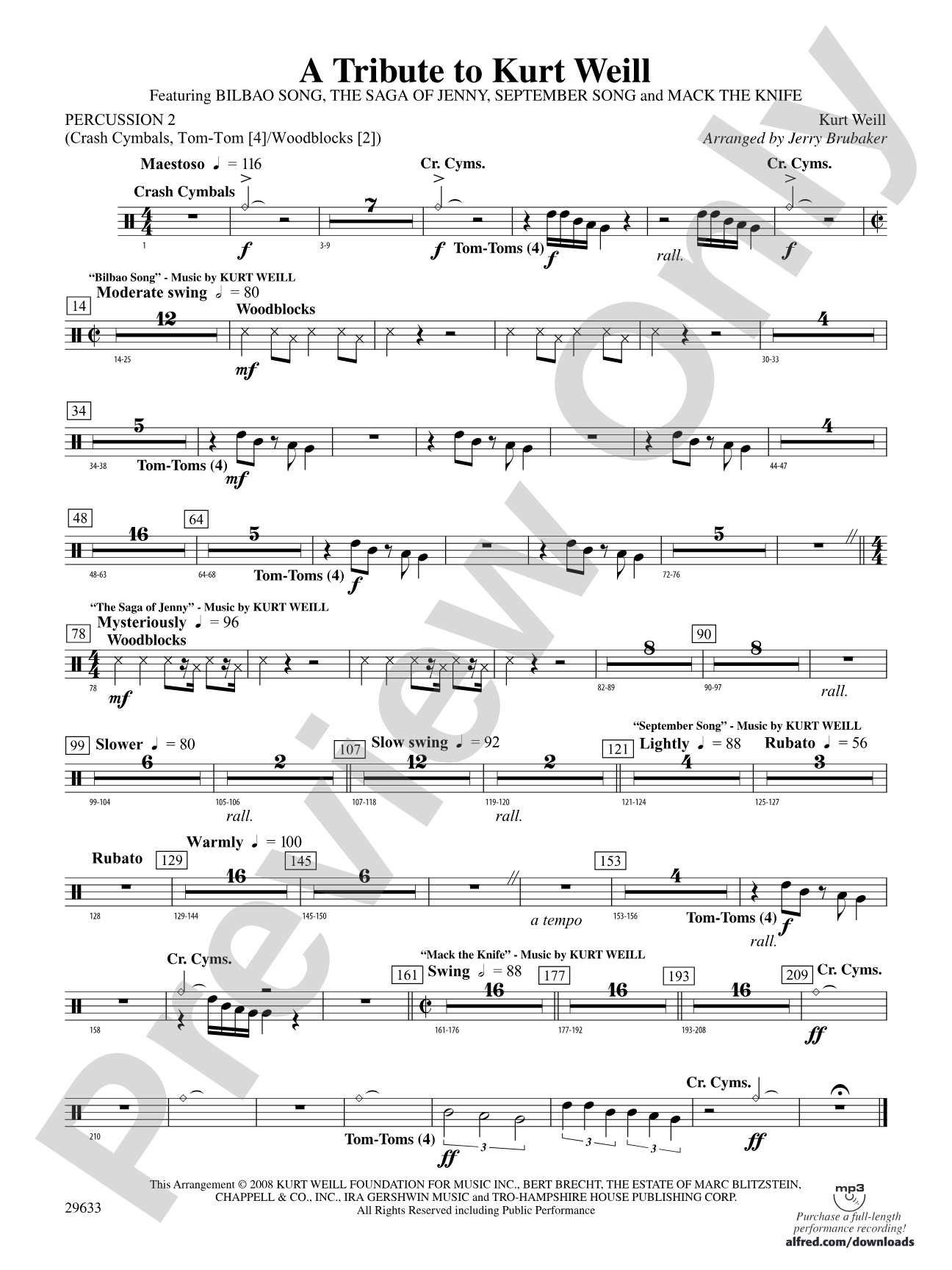 A Tribute to Kurt Weill: 2nd Percussion