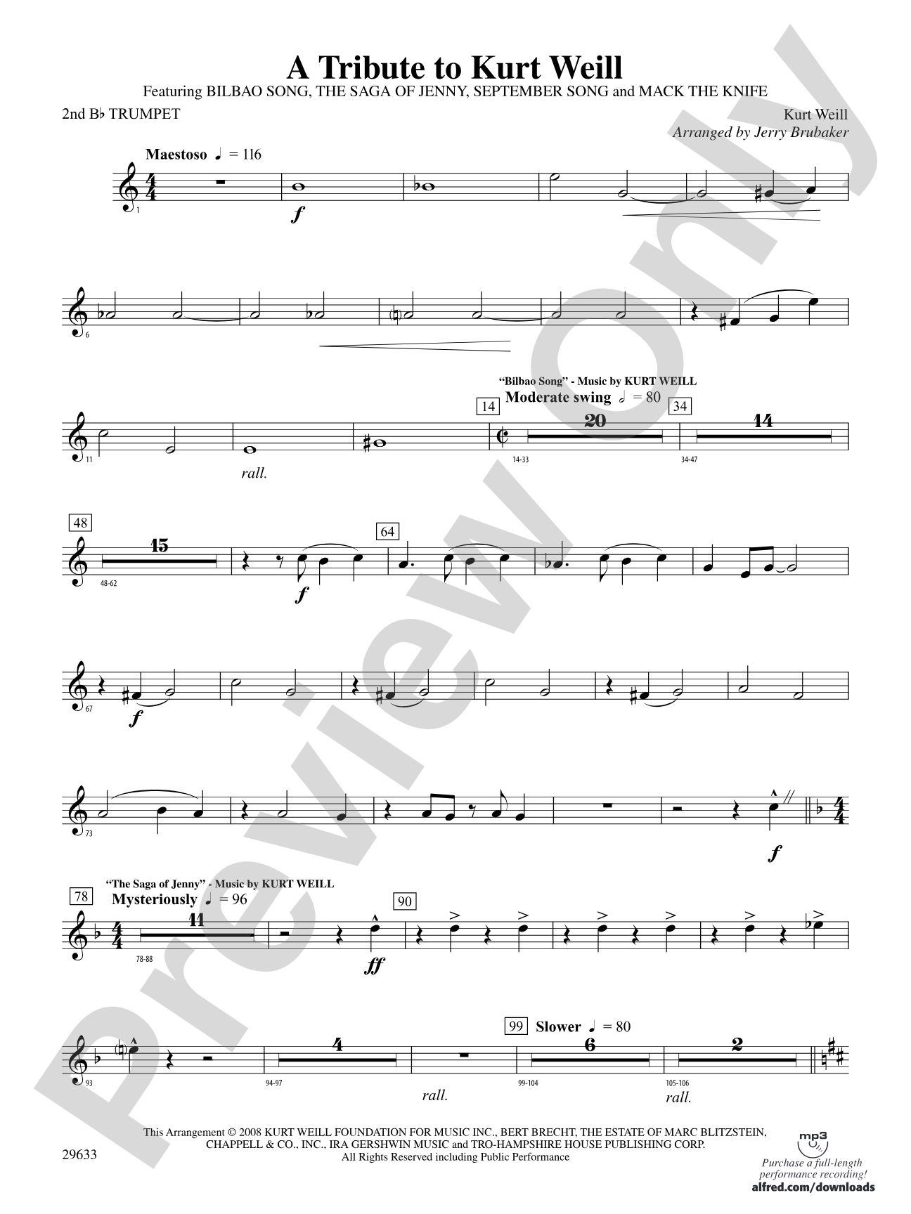 A Tribute to Kurt Weill: 2nd B-flat Trumpet