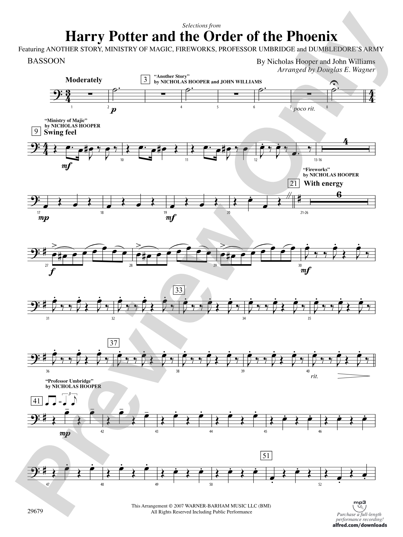 Harry Potter and the Order of the Phoenix, Selections from: Bassoon
