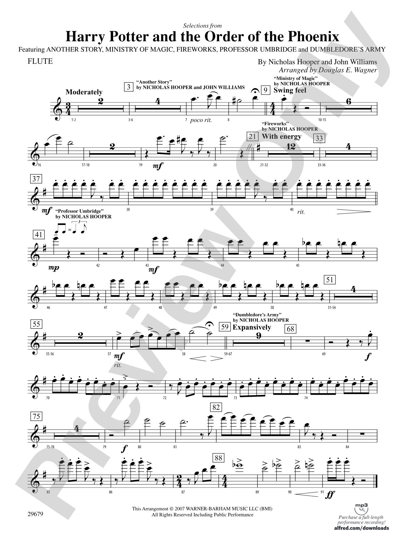 Harry Potter and the Order of the Phoenix, Selections from: Flute