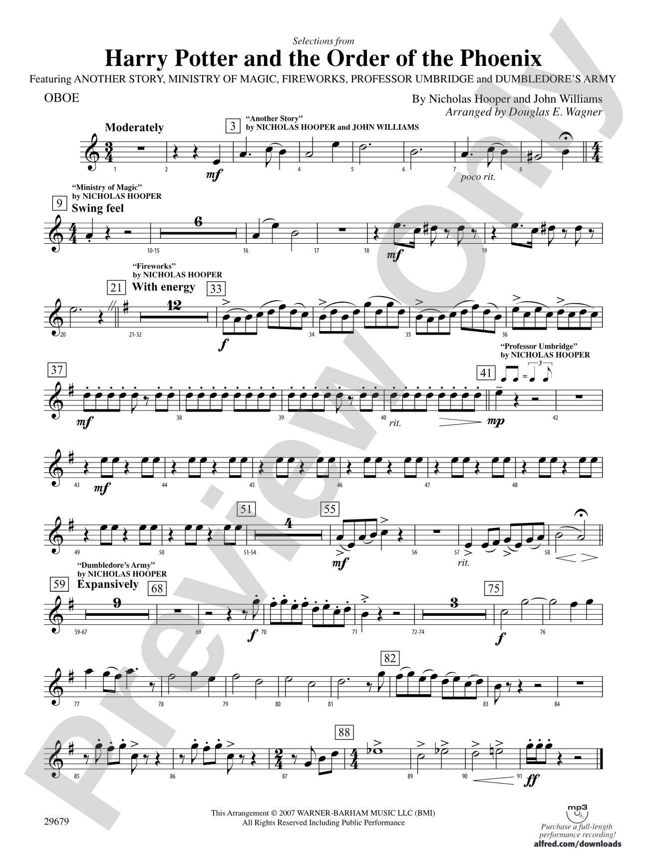 Harry Potter and the Order of the Phoenix, Selections from: Oboe