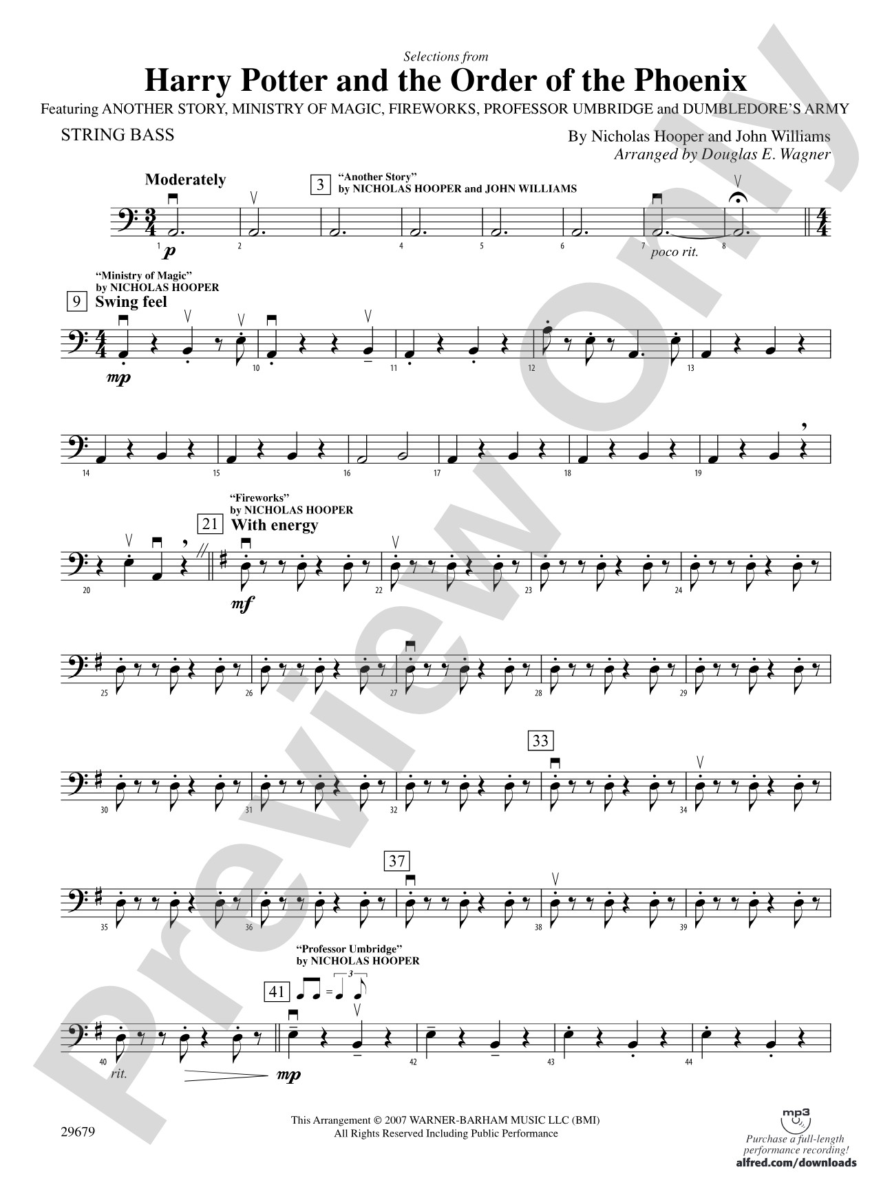 Harry Potter and the Order of the Phoenix, Selections from: String Bass