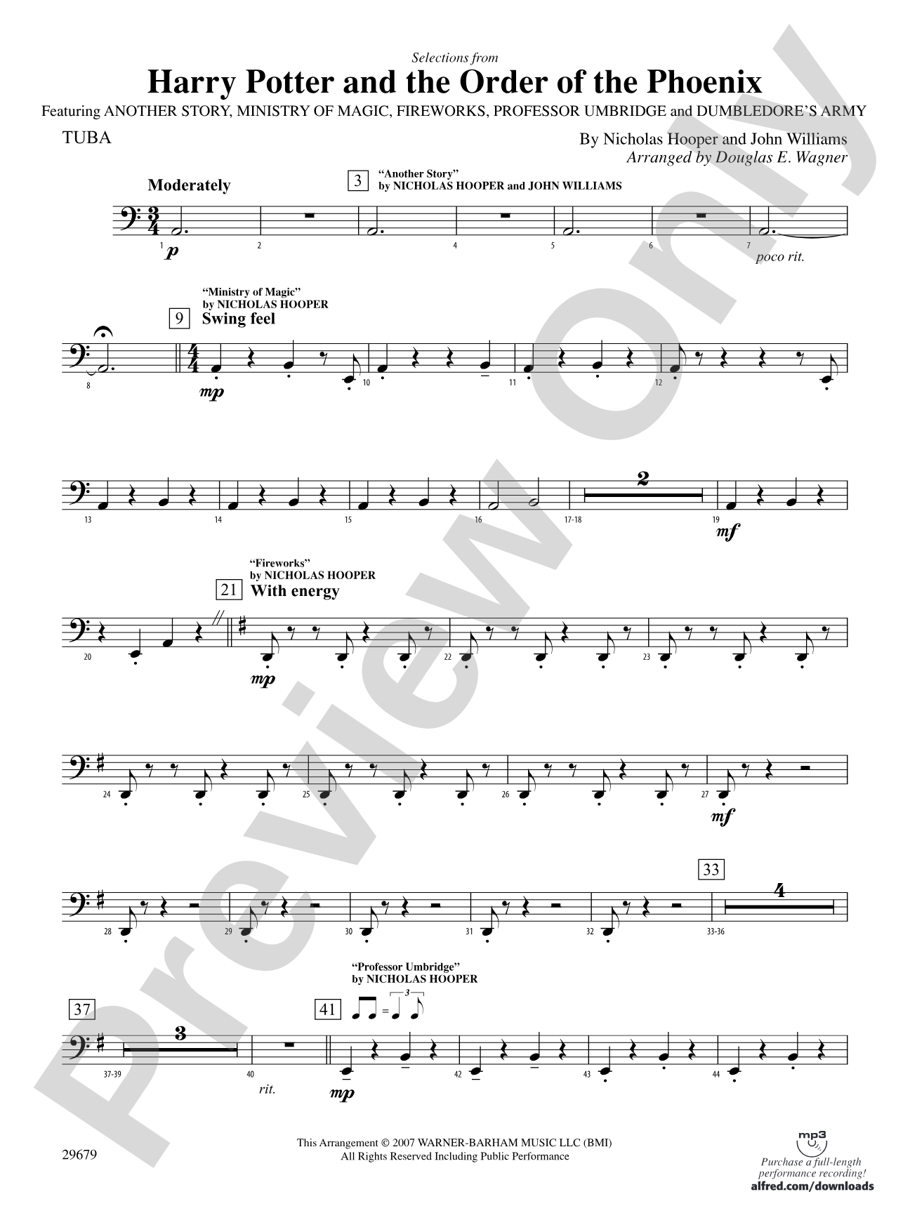 Harry Potter and the Order of the Phoenix, Selections from: Tuba