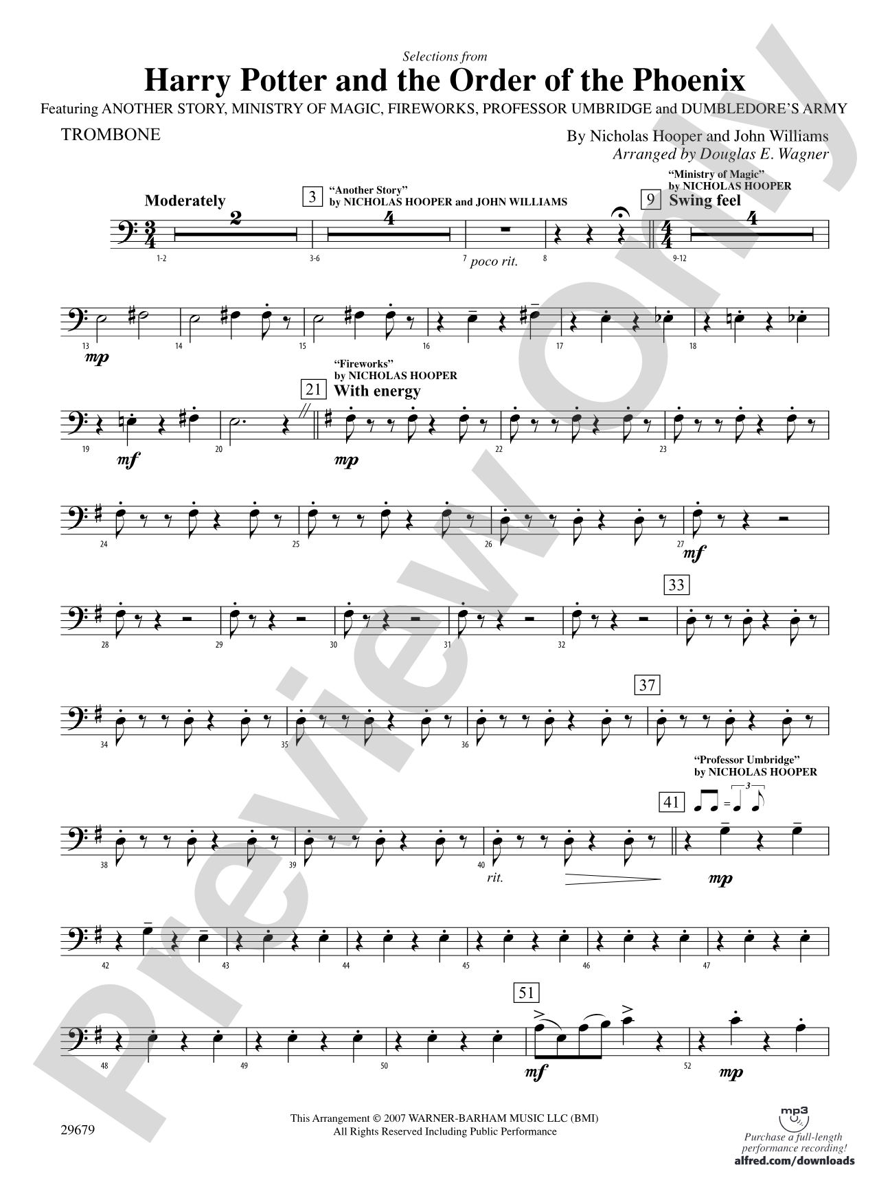 Harry Potter and the Order of the Phoenix, Selections from: 1st Trombone
