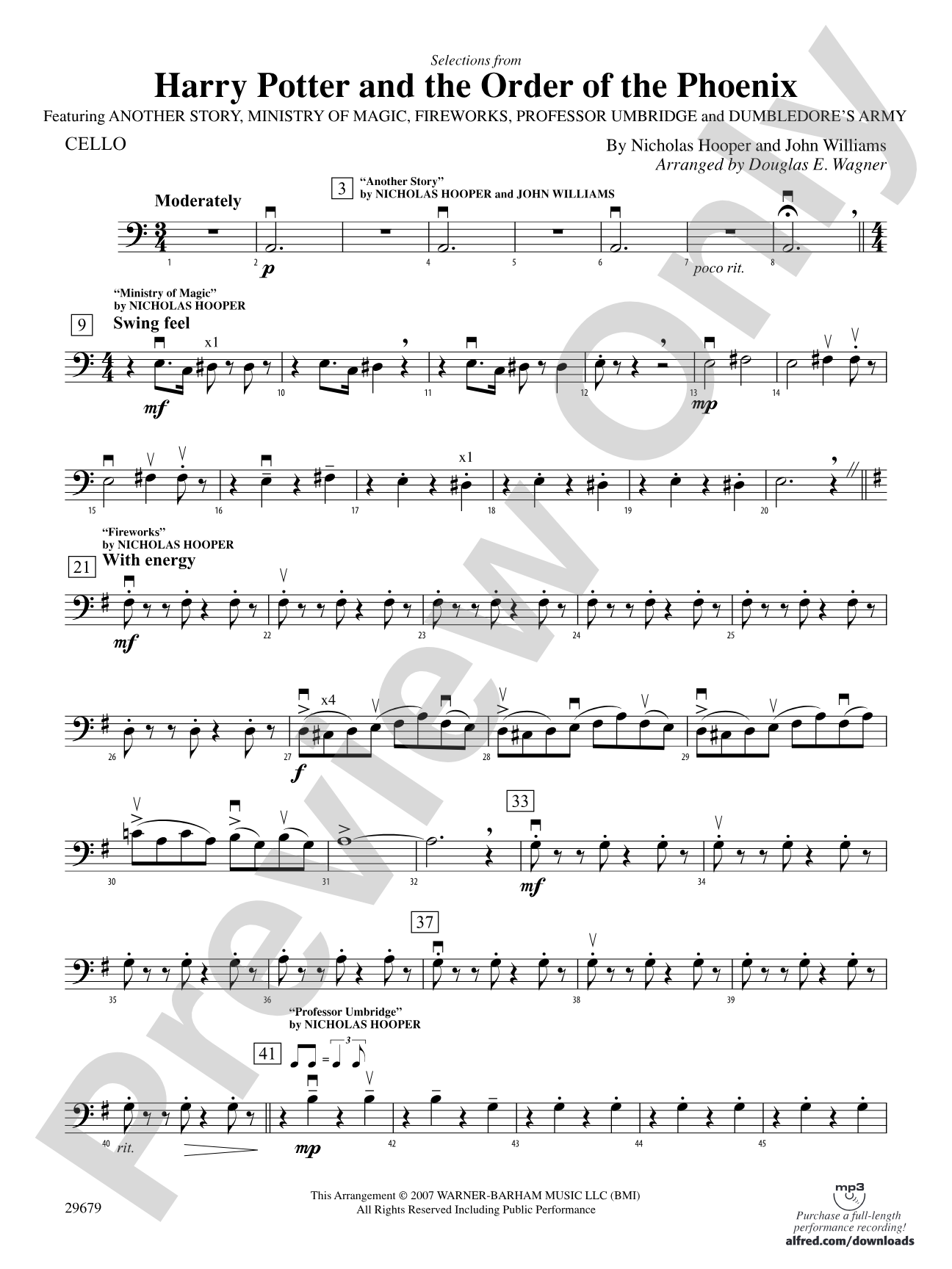 Harry Potter and the Order of the Phoenix, Selections from: Cello