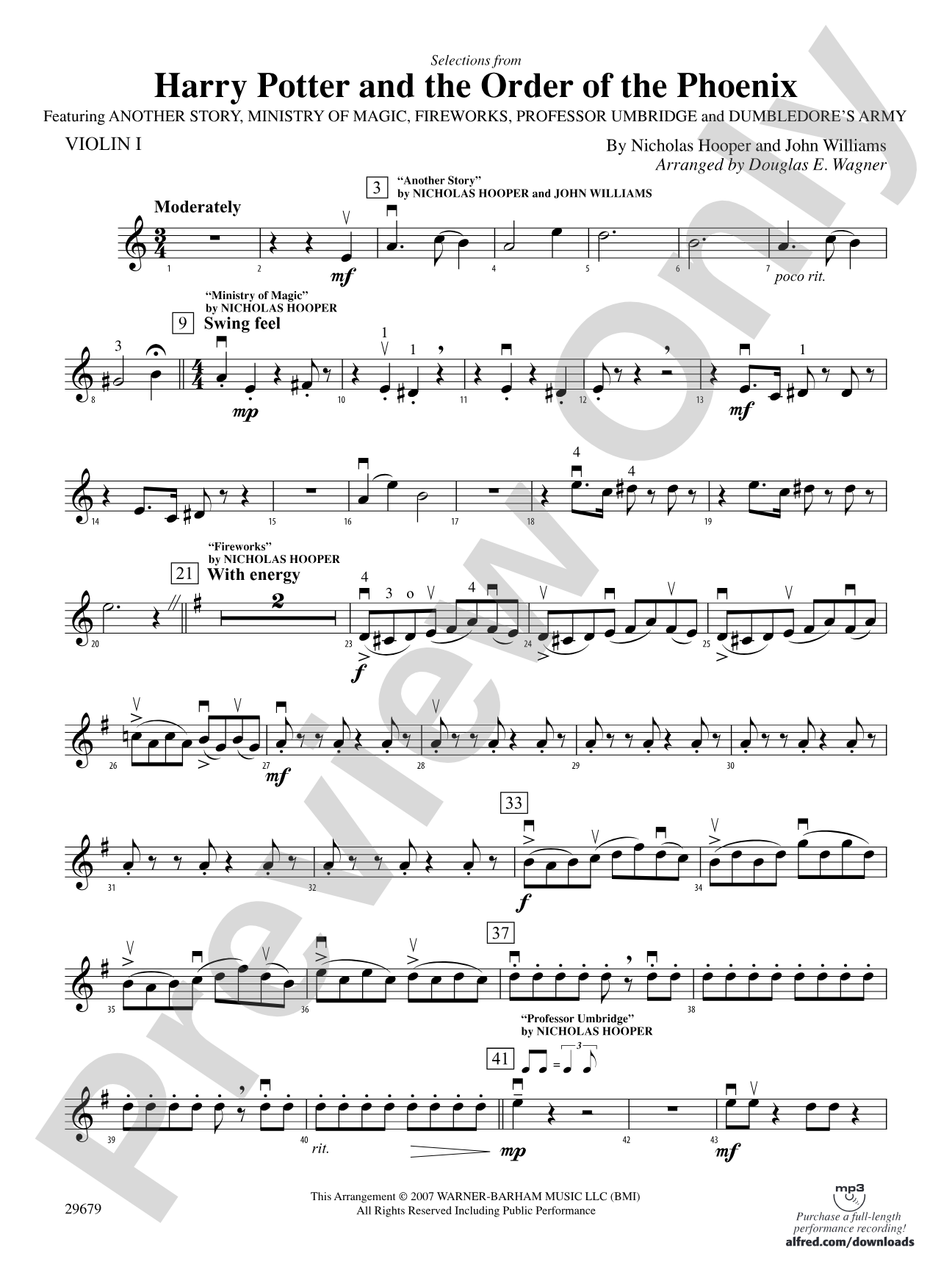Harry Potter and the Order of the Phoenix, Selections from: 1st Violin