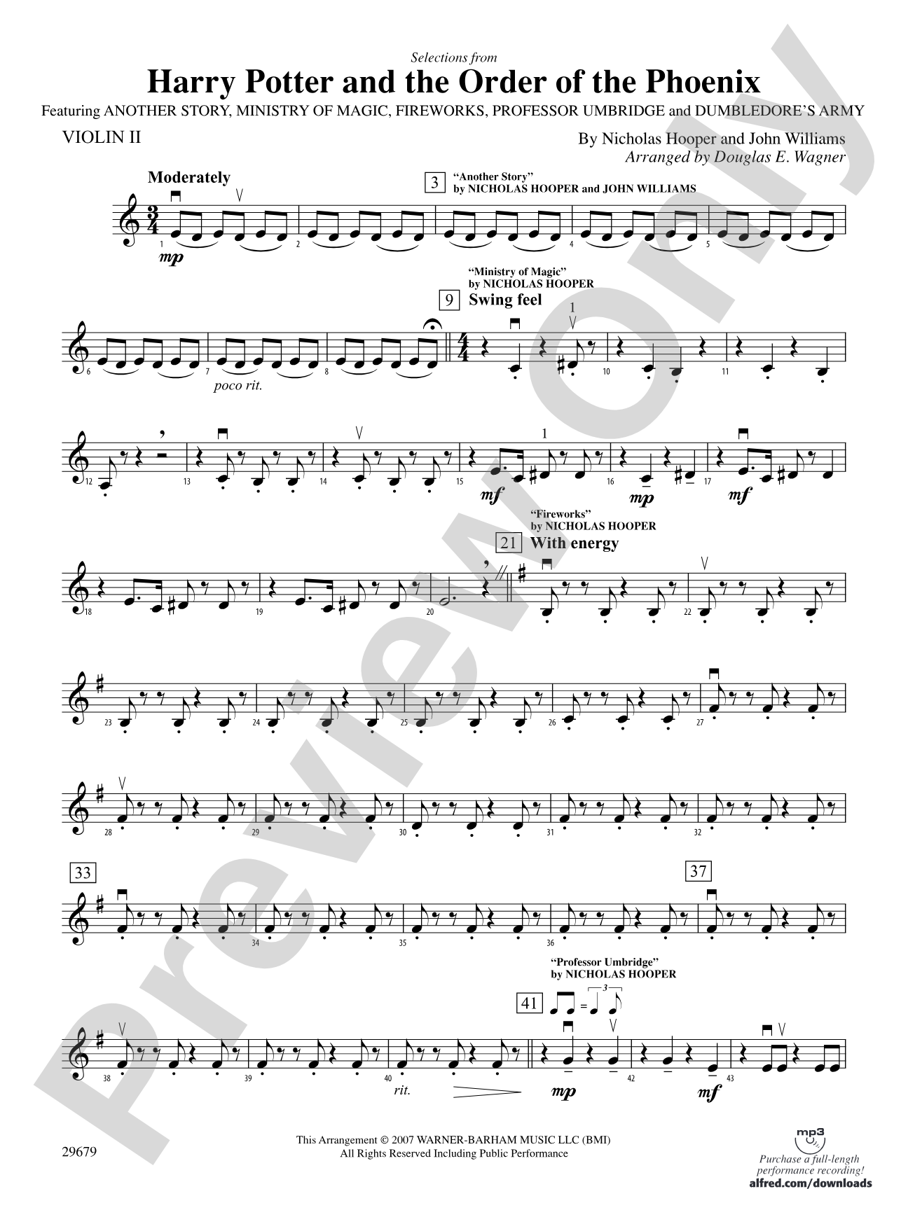Harry Potter and the Order of the Phoenix, Selections from: 2nd Violin