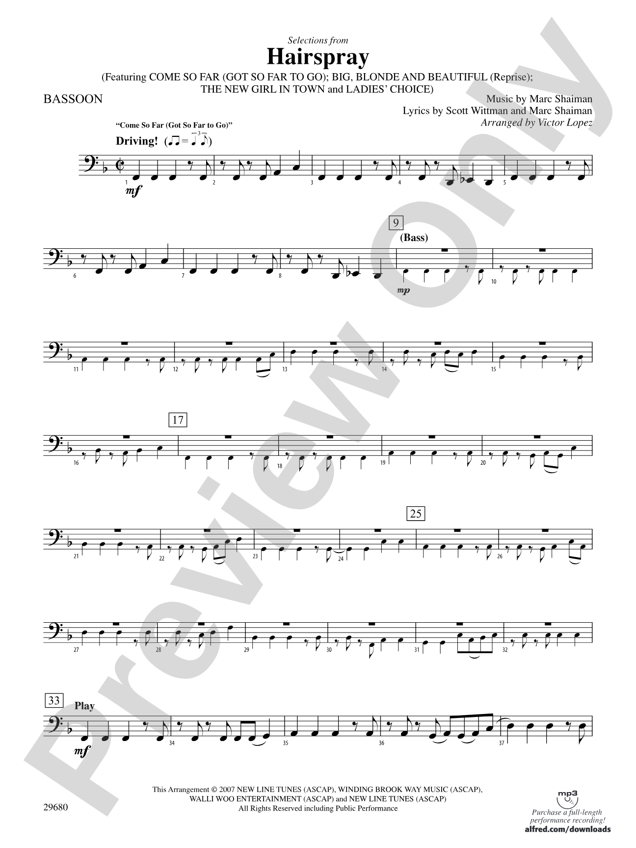 Hairspray, Selections from: Bassoon