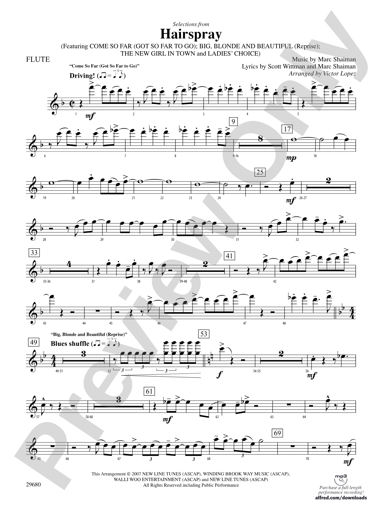 Hairspray, Selections from: Flute