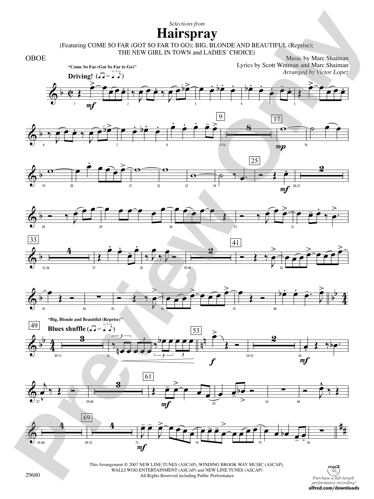 Hairspray, Selections from: Oboe