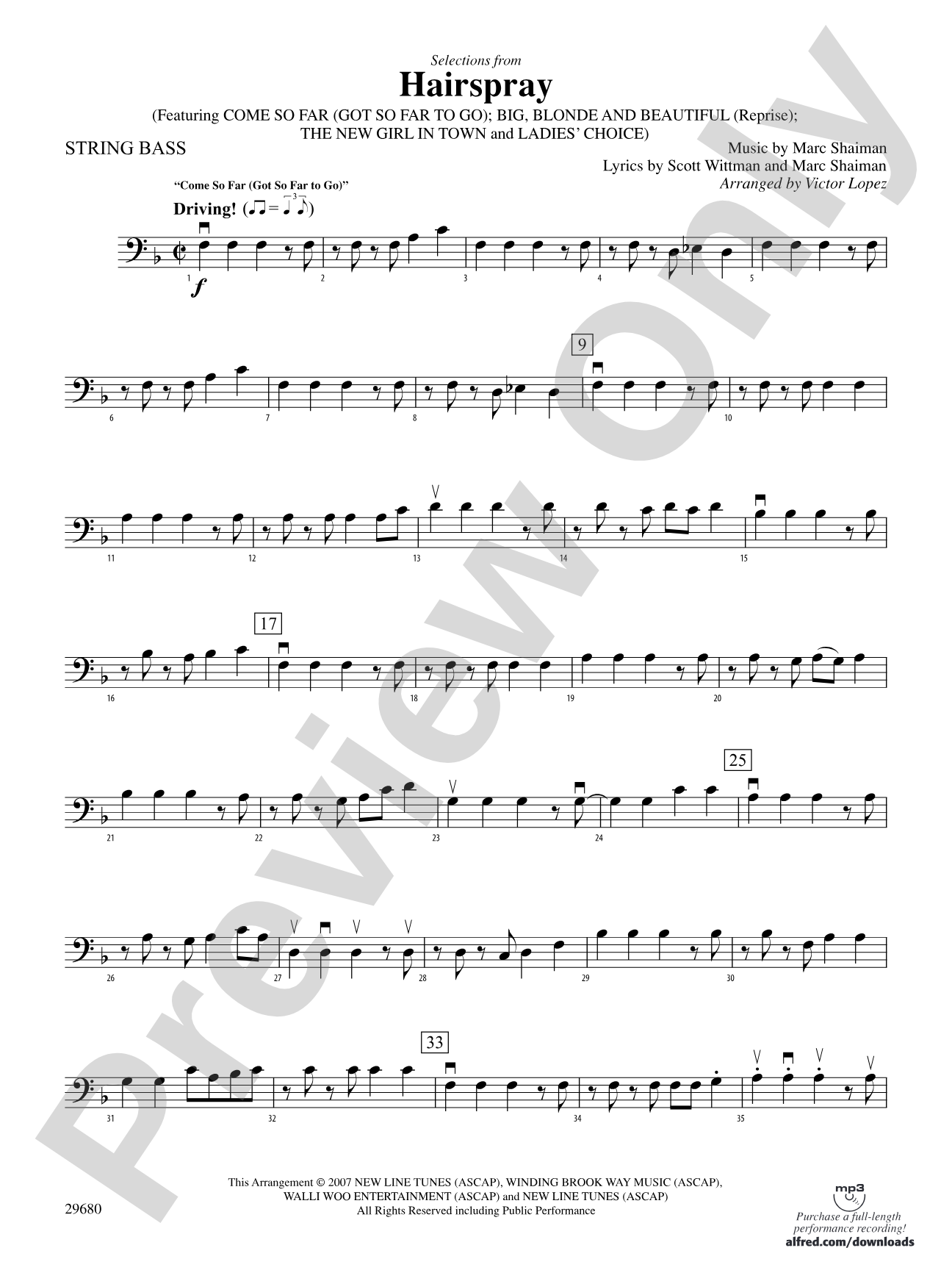 Hairspray, Selections from: String Bass