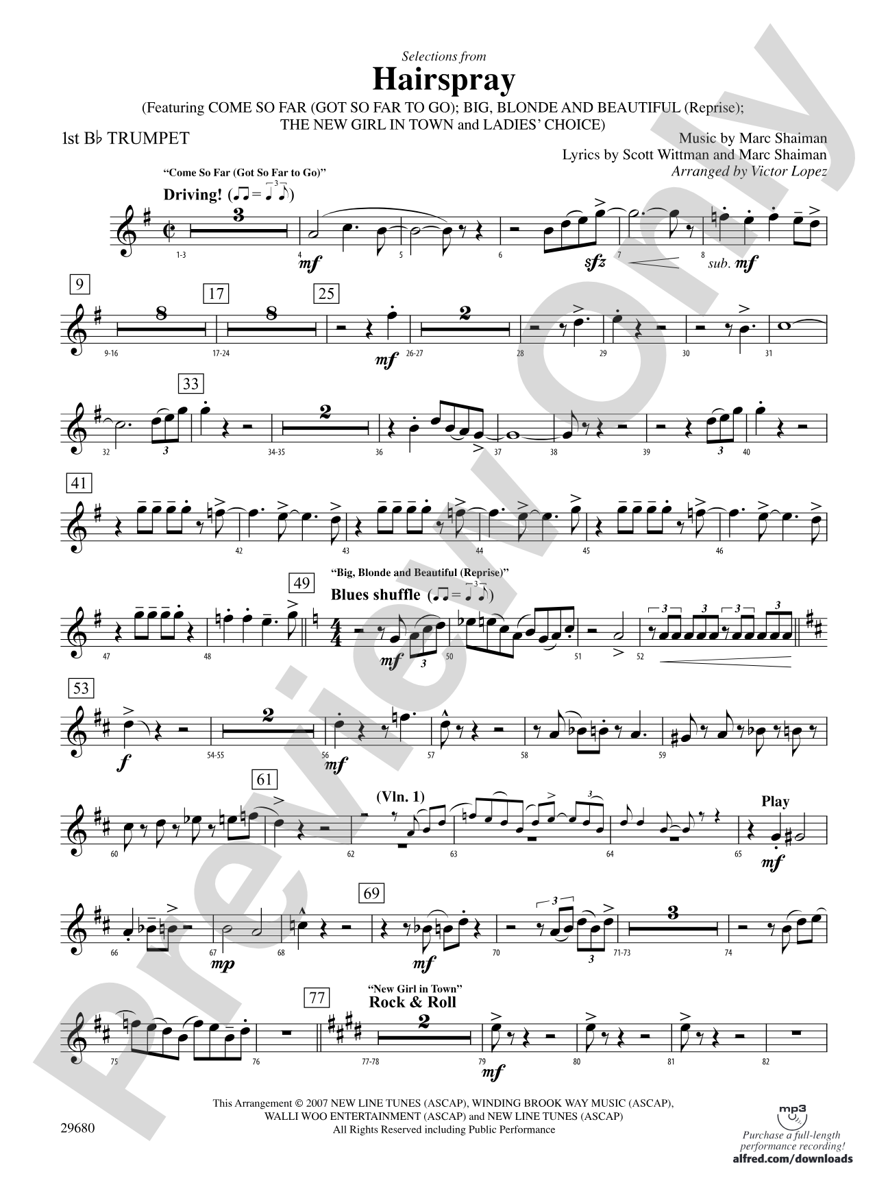 Hairspray, Selections from: 1st B-flat Trumpet
