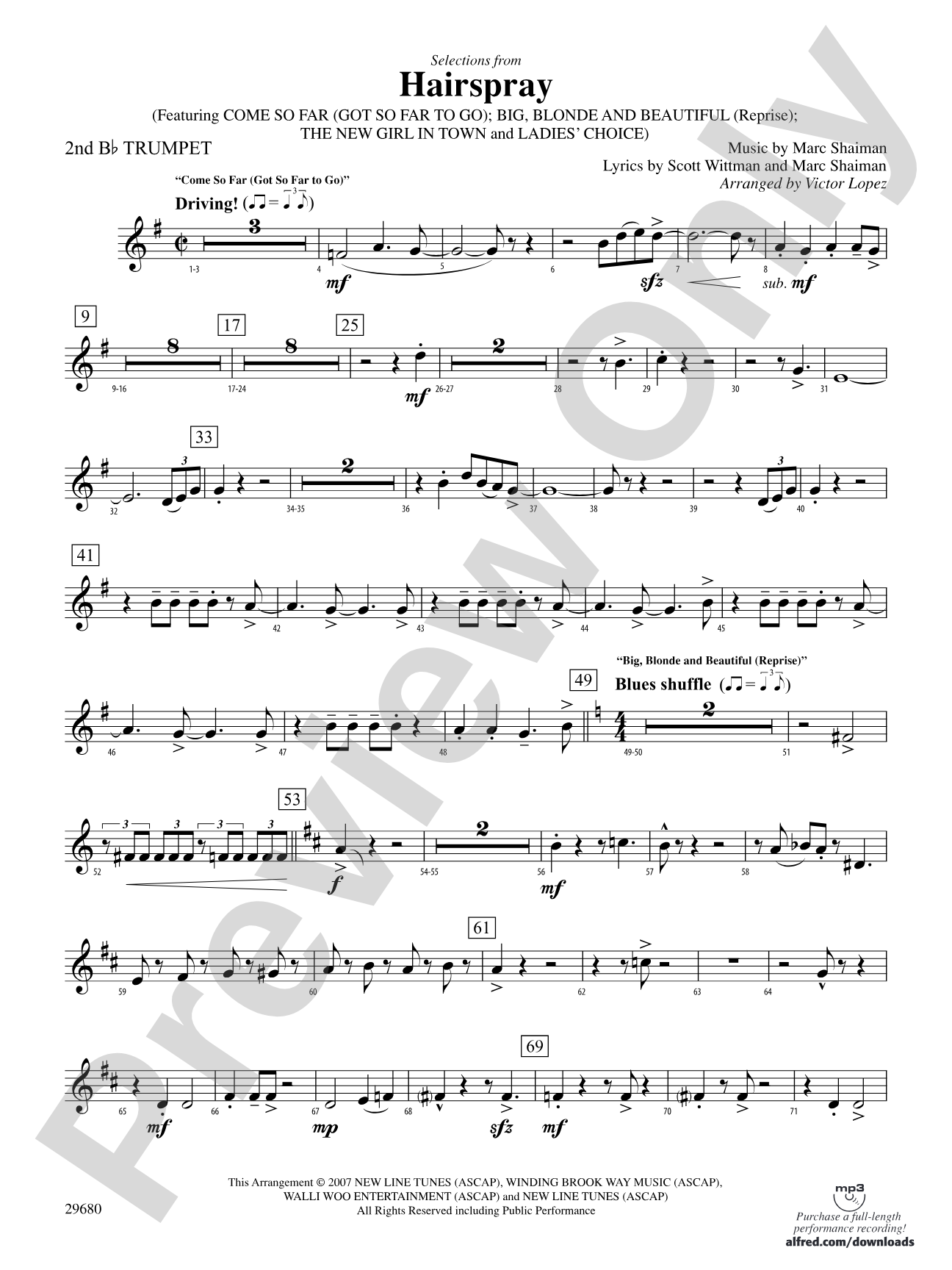 Hairspray, Selections from: 2nd B-flat Trumpet