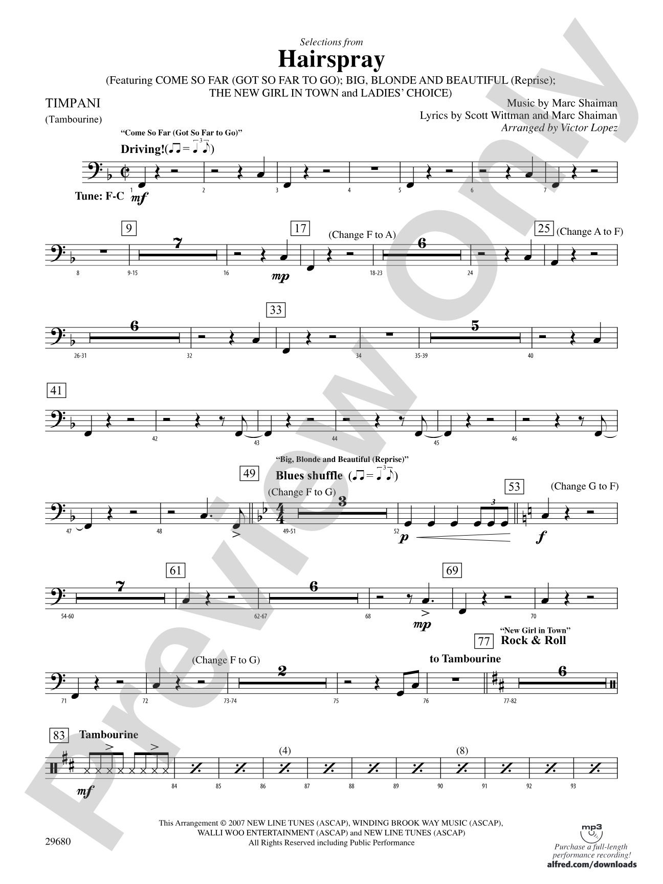 Hairspray, Selections from: Timpani