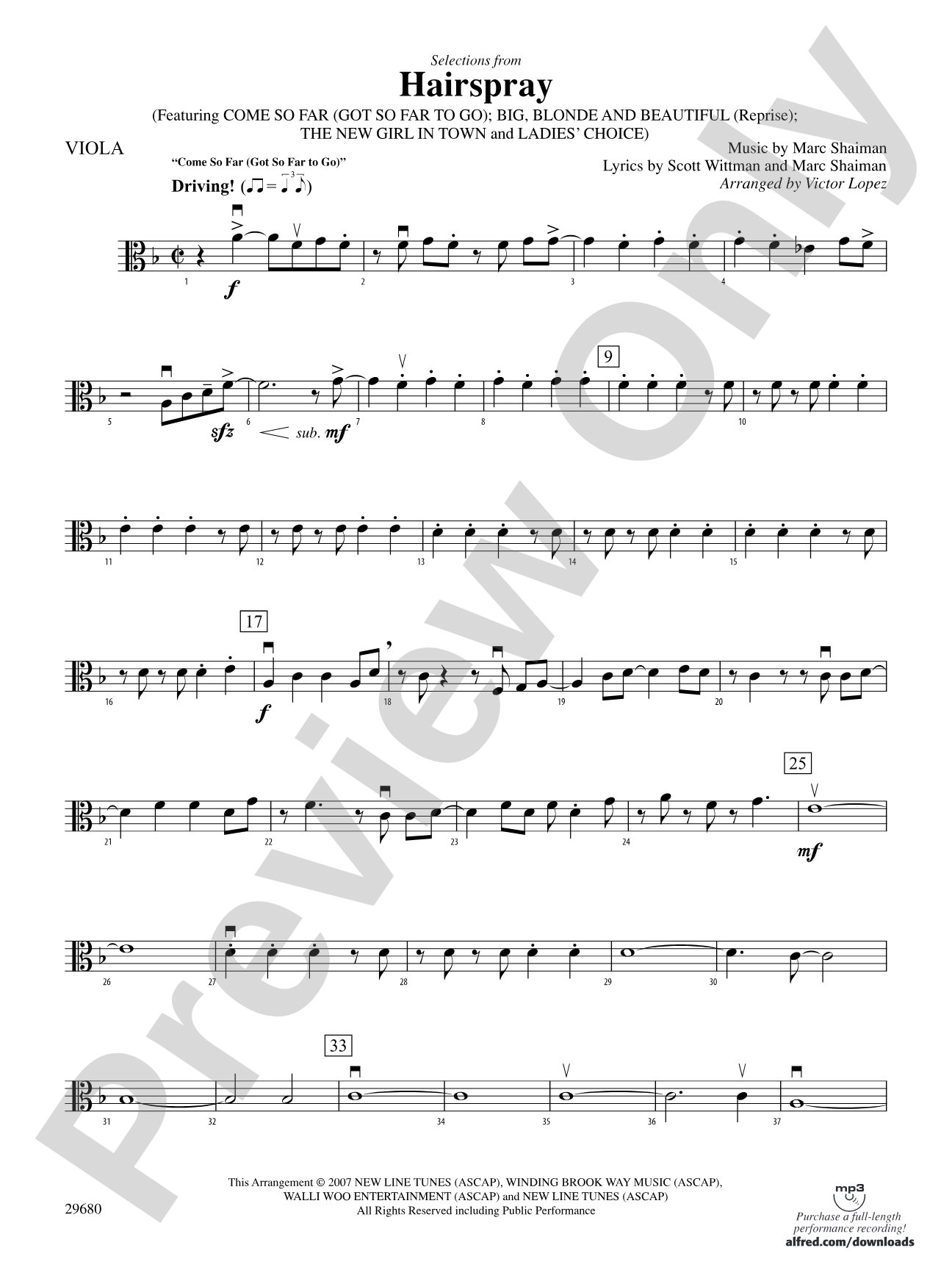 Hairspray, Selections from: Viola