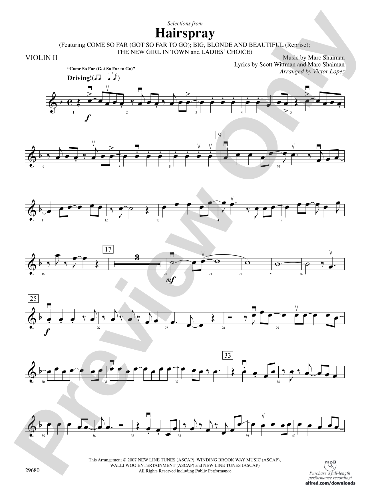 Hairspray, Selections from: 2nd Violin