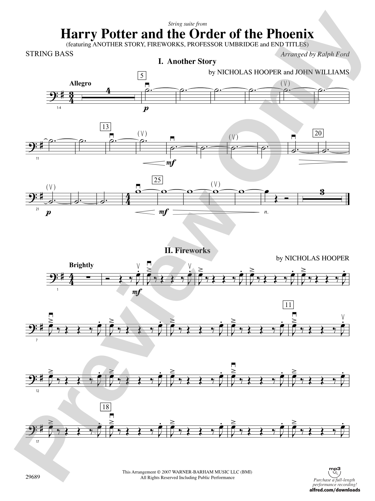 Harry Potter and the Order of the Phoenix, String Suite from: String Bass