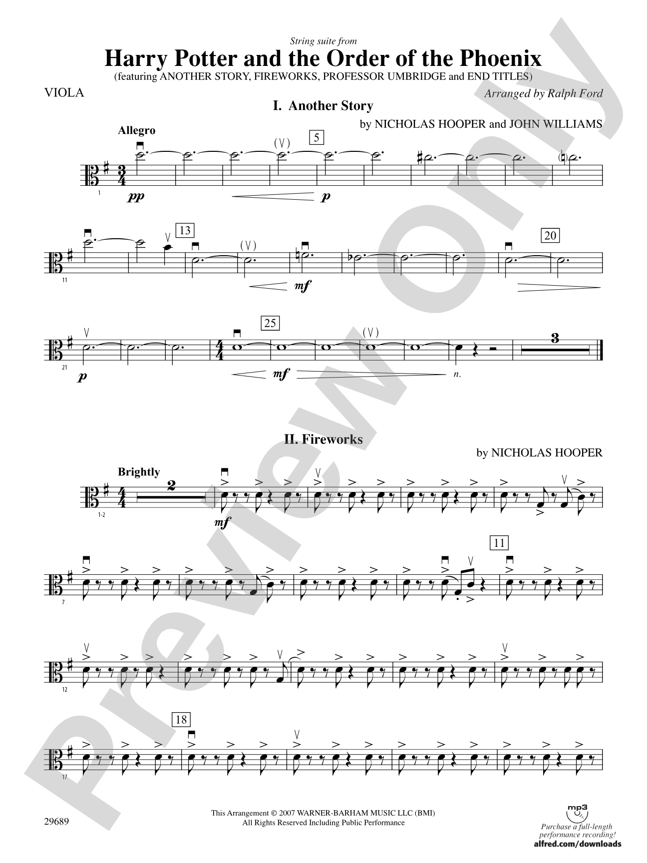 Harry Potter and the Order of the Phoenix, String Suite from: Viola
