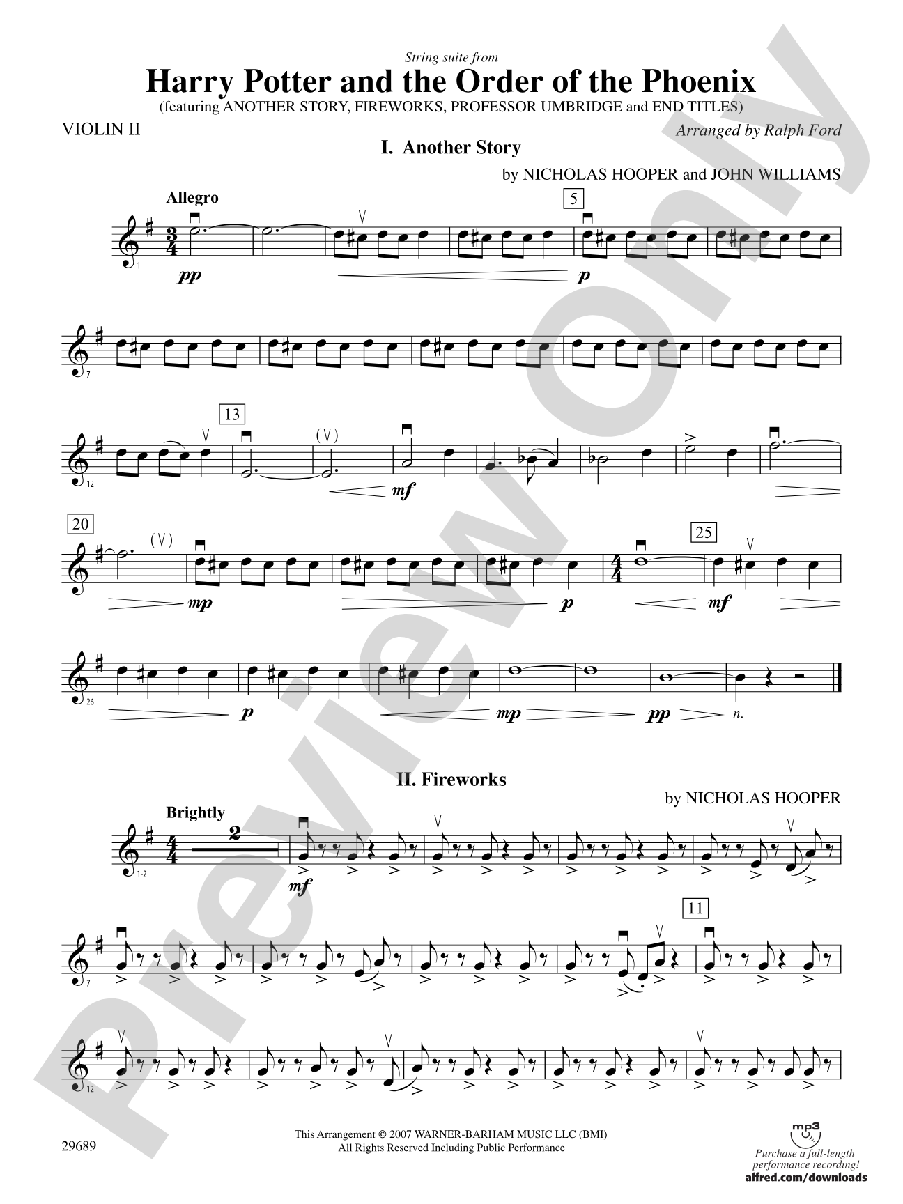 Harry Potter and the Order of the Phoenix, String Suite from: 2nd Violin
