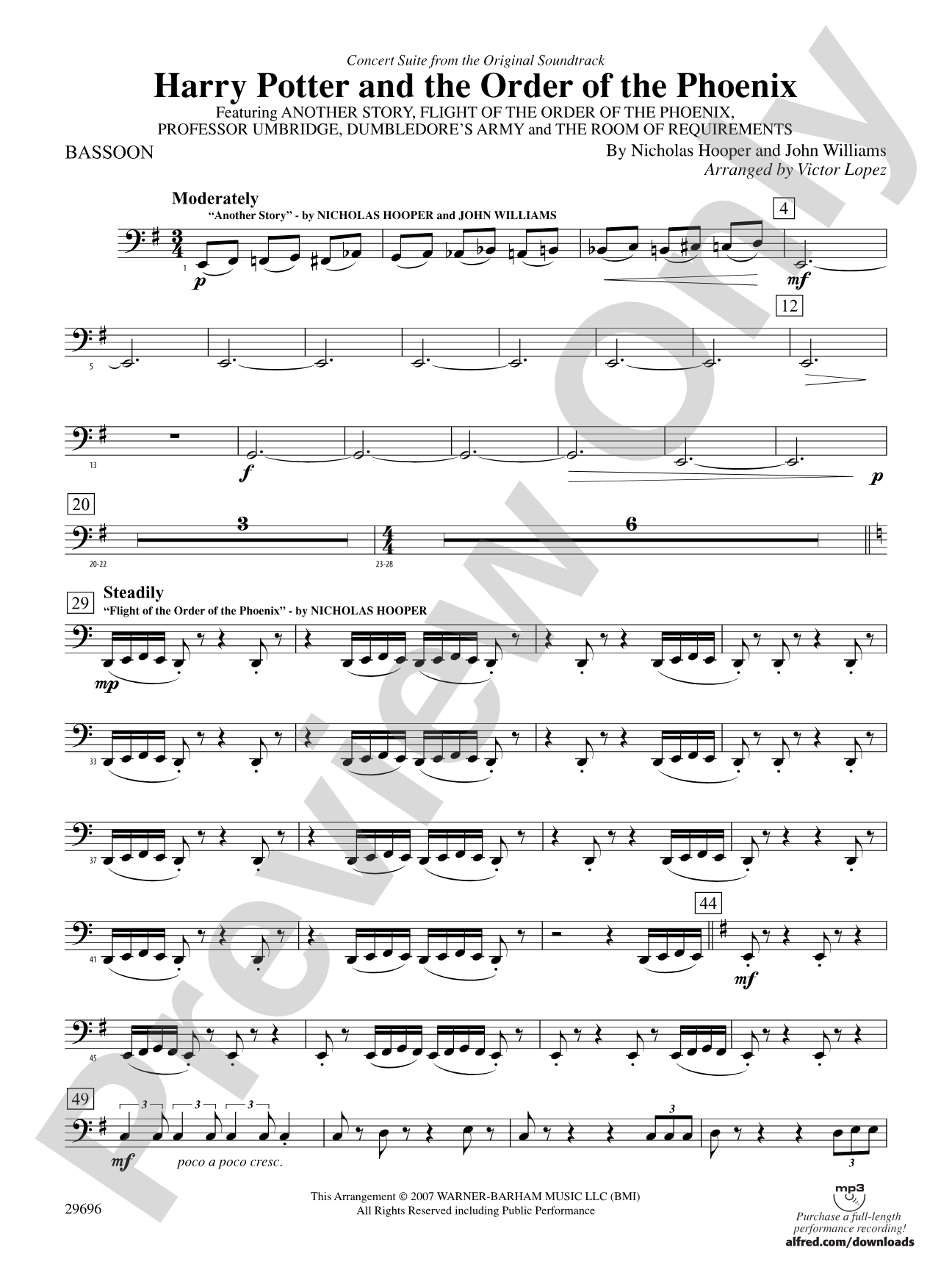 Harry Potter and the Order of the Phoenix, Concert Suite from: Bassoon
