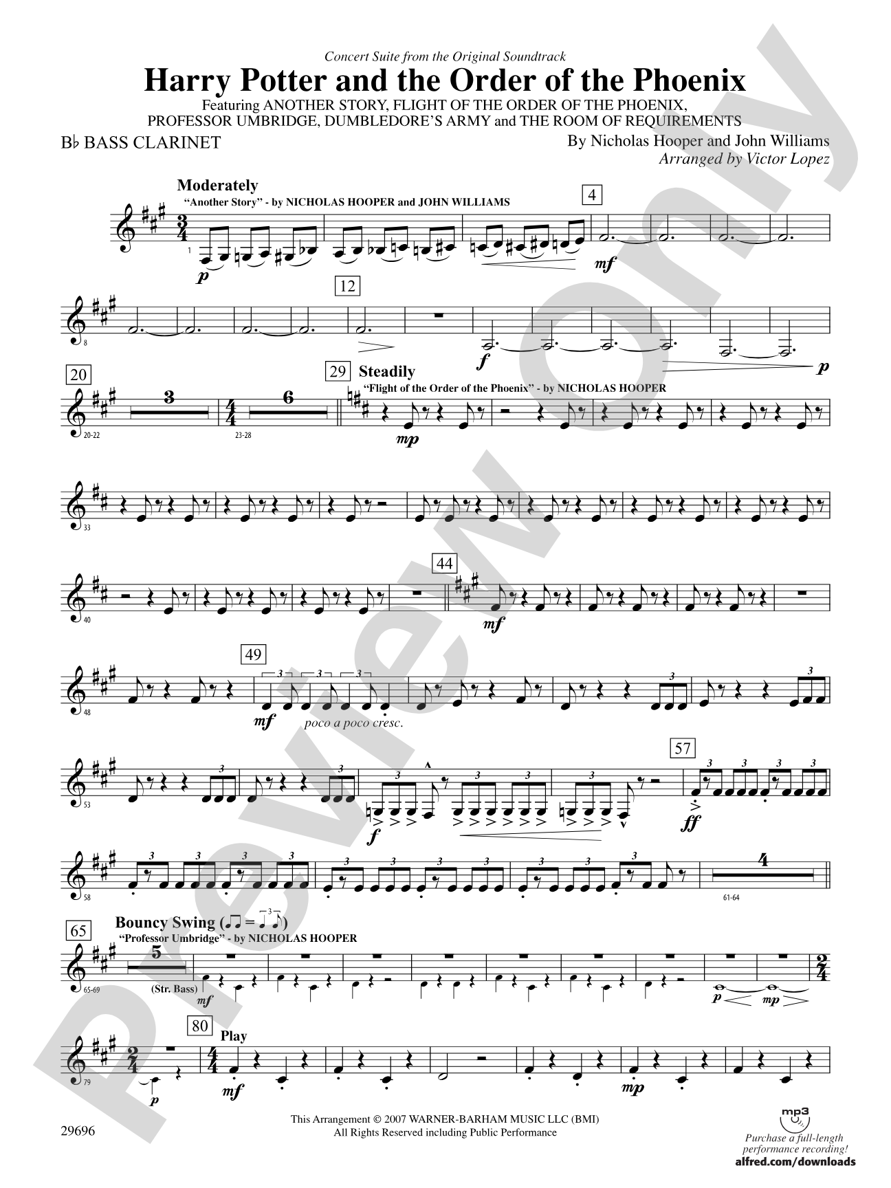 Harry Potter and the Order of the Phoenix, Concert Suite from: B-flat Bass Clarinet