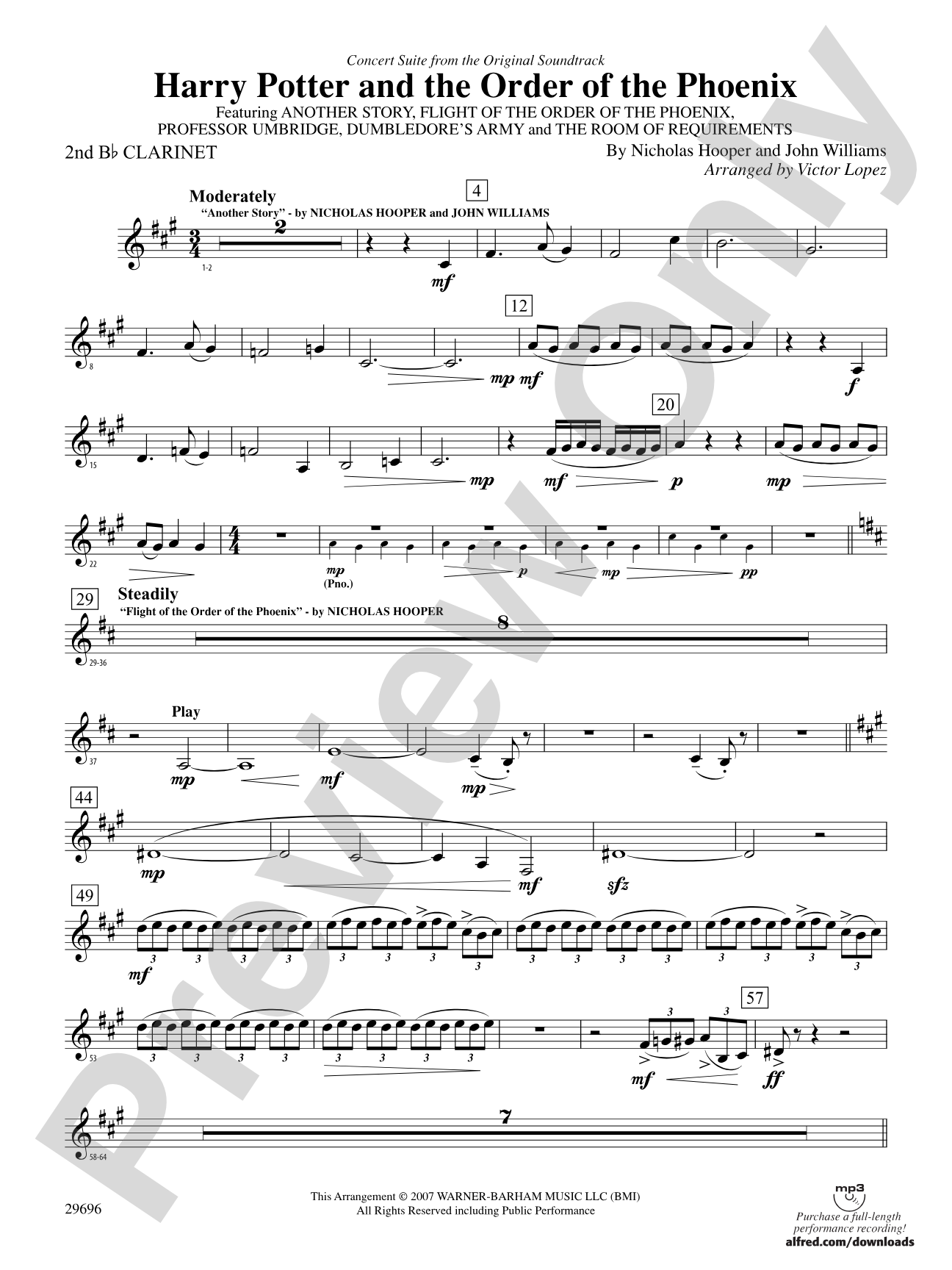 Harry Potter and the Order of the Phoenix, Concert Suite from: 2nd B-flat Clarinet