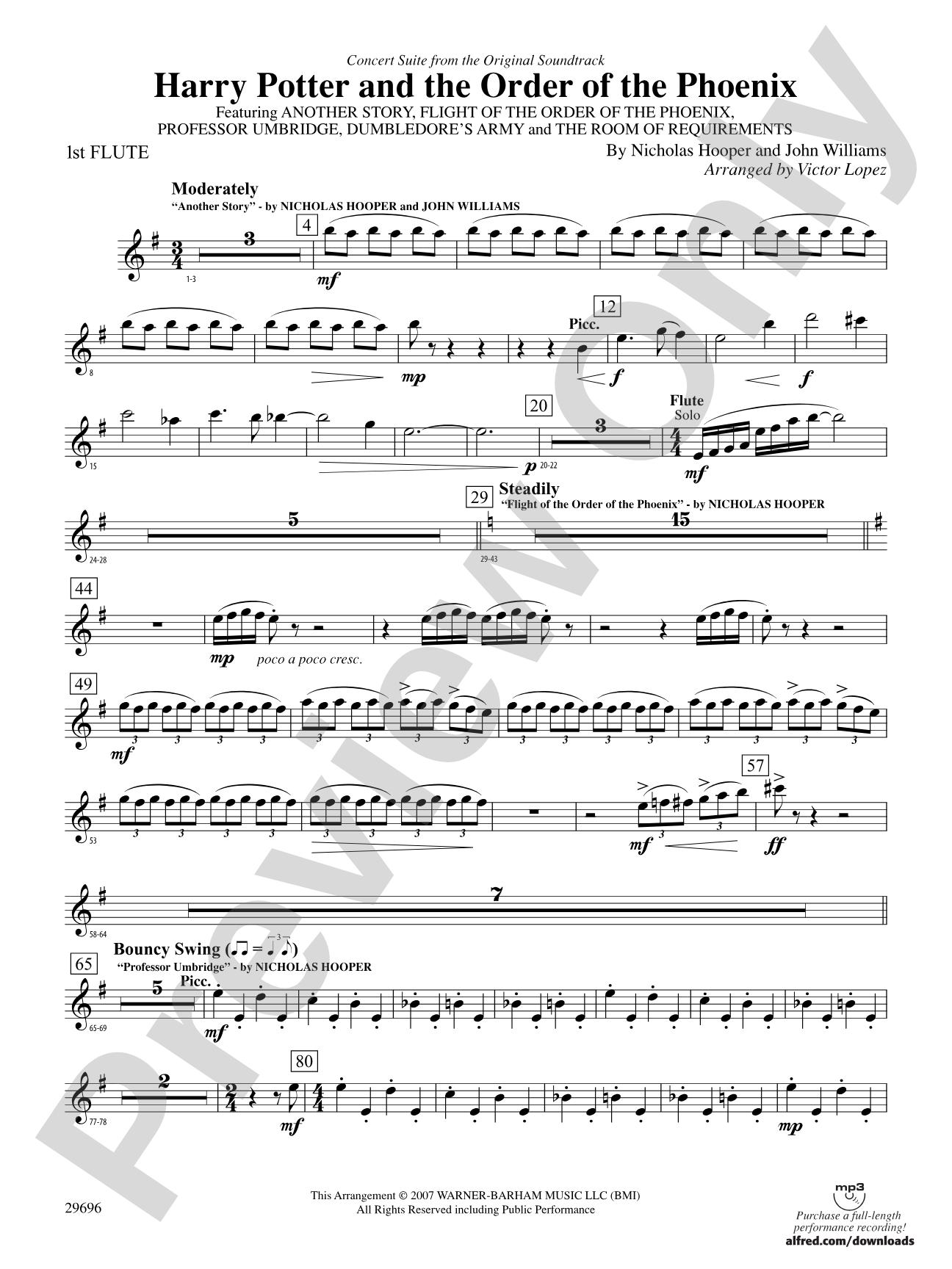 Harry Potter and the Order of the Phoenix, Concert Suite from: Flute