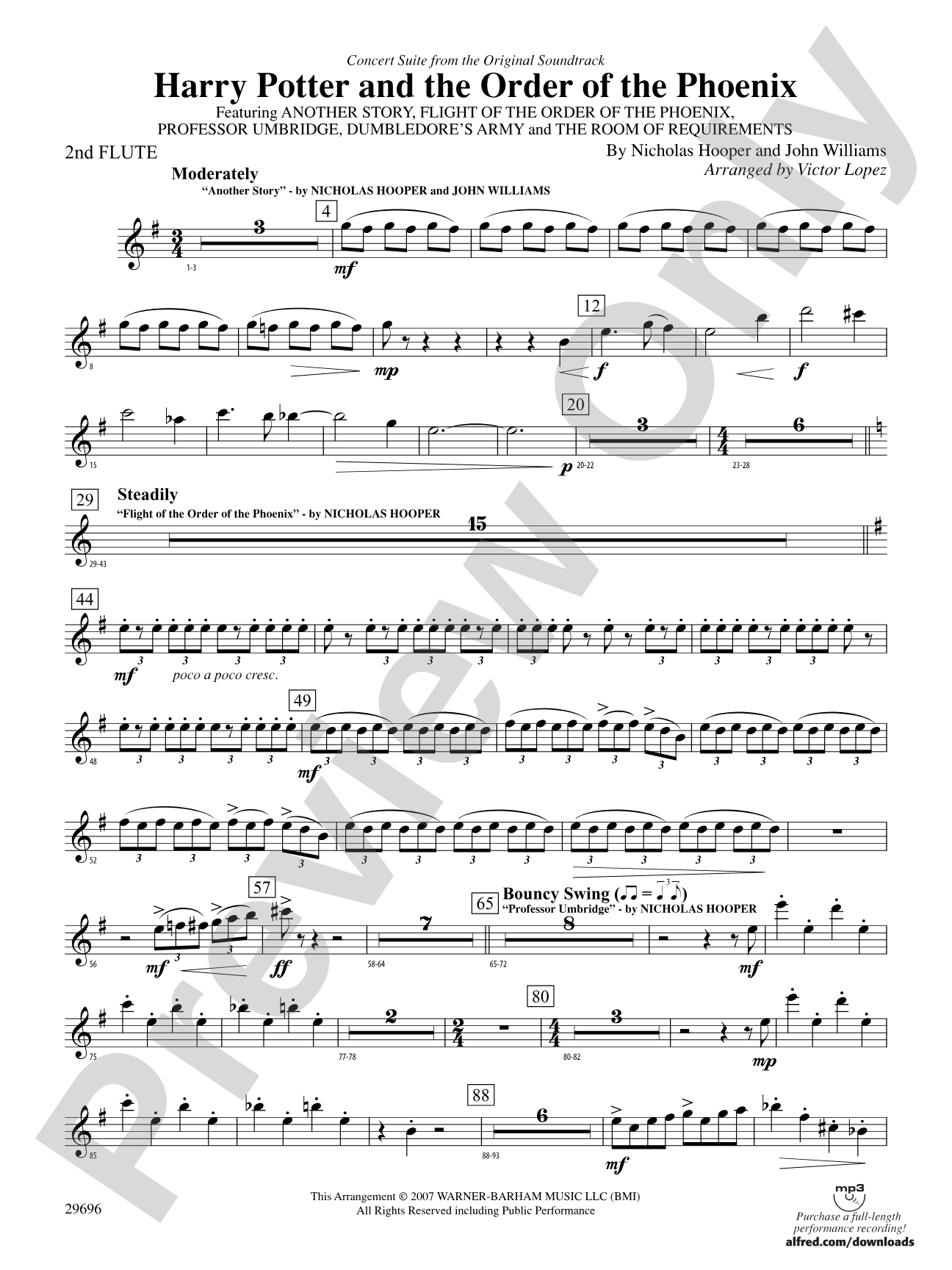 Harry Potter and the Order of the Phoenix, Concert Suite from: 2nd Flute