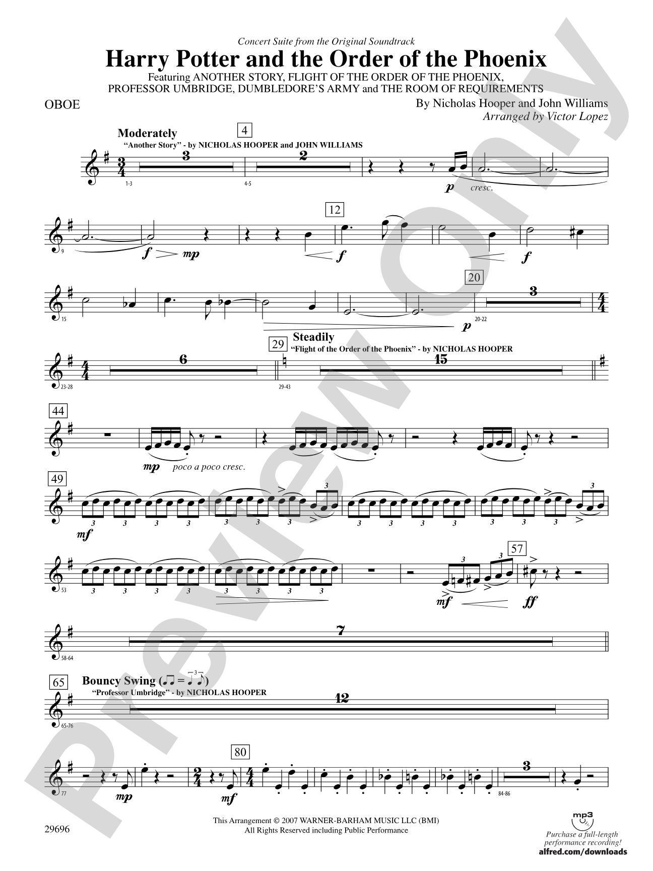Harry Potter and the Order of the Phoenix, Concert Suite from: Oboe