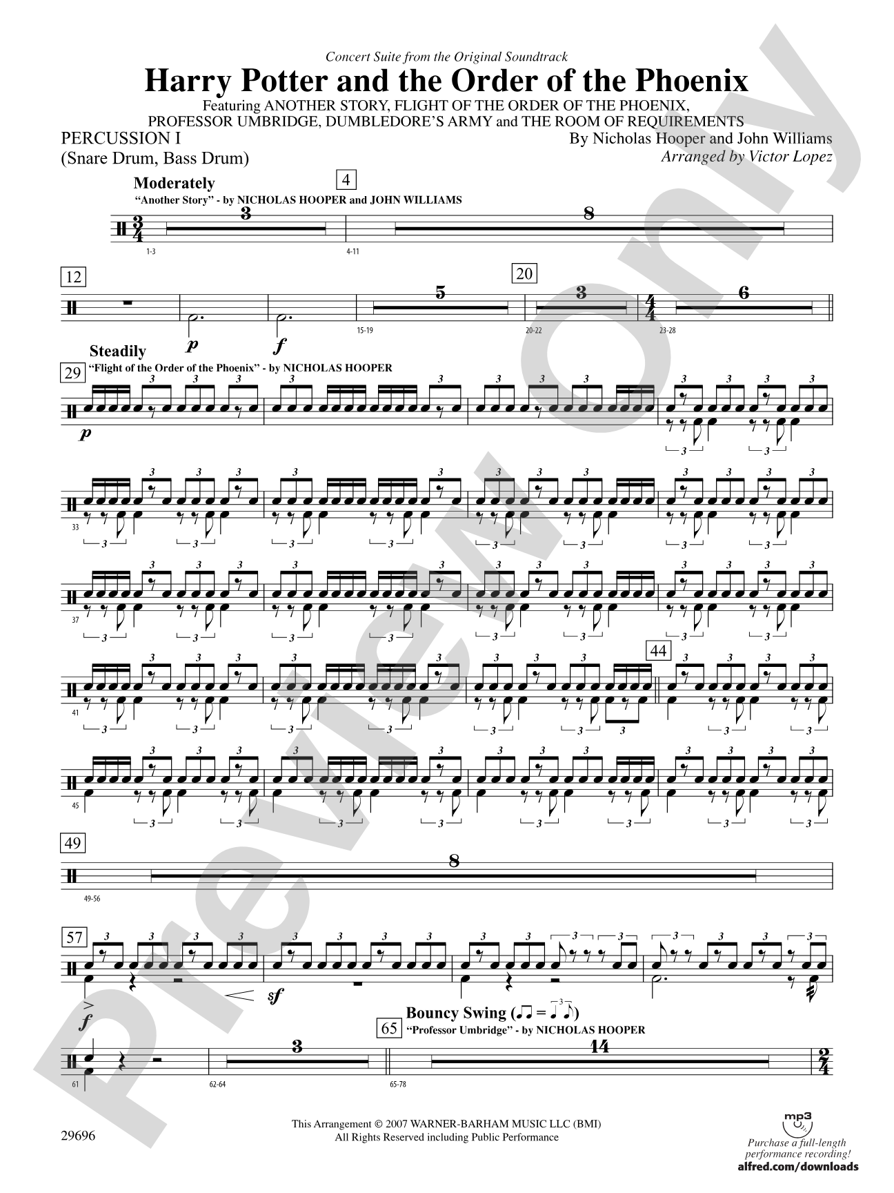 Harry Potter and the Order of the Phoenix, Concert Suite from: 1st Percussion