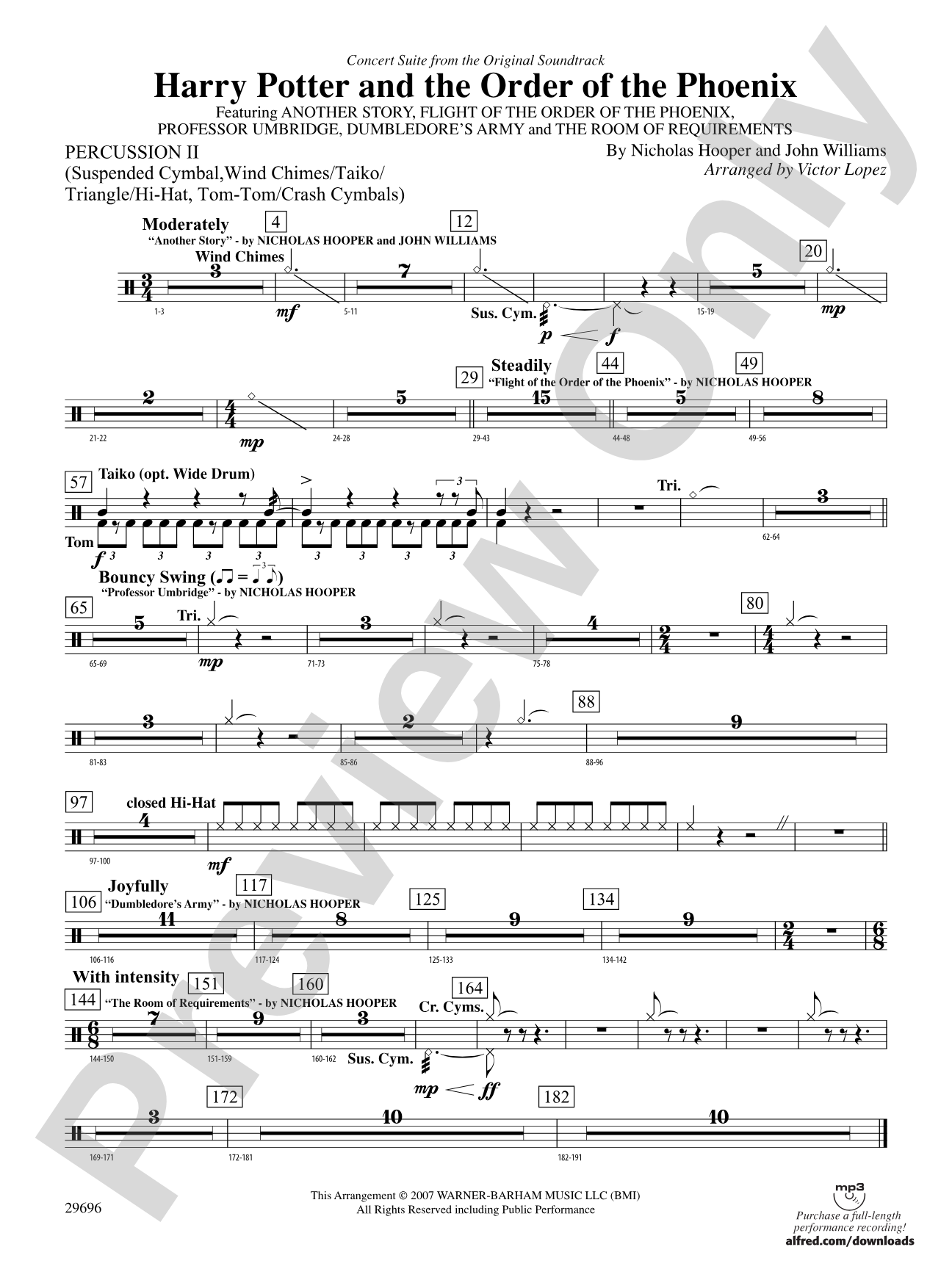 Harry Potter and the Order of the Phoenix, Concert Suite from: 2nd Percussion