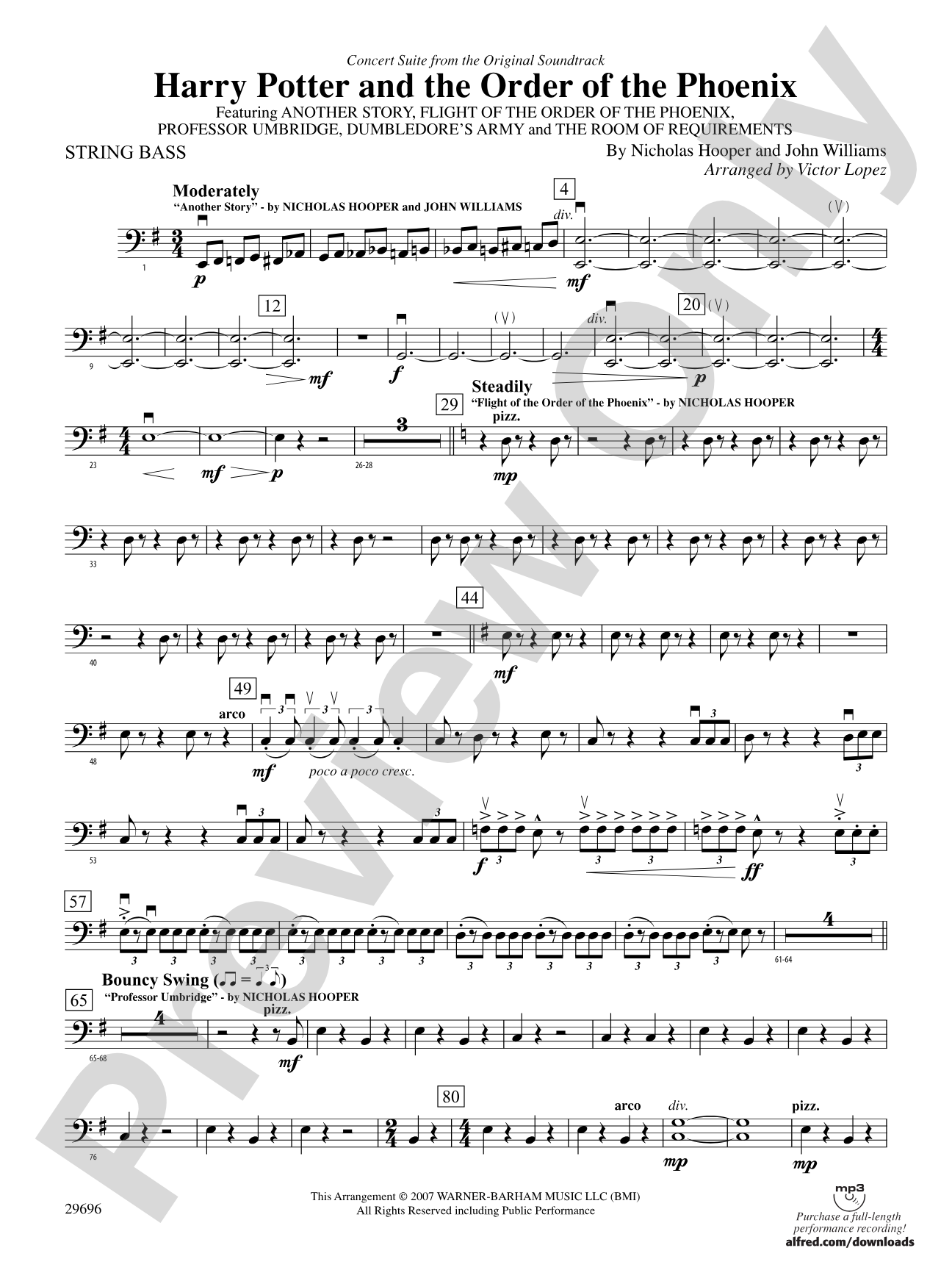 Harry Potter and the Order of the Phoenix, Concert Suite from: String Bass