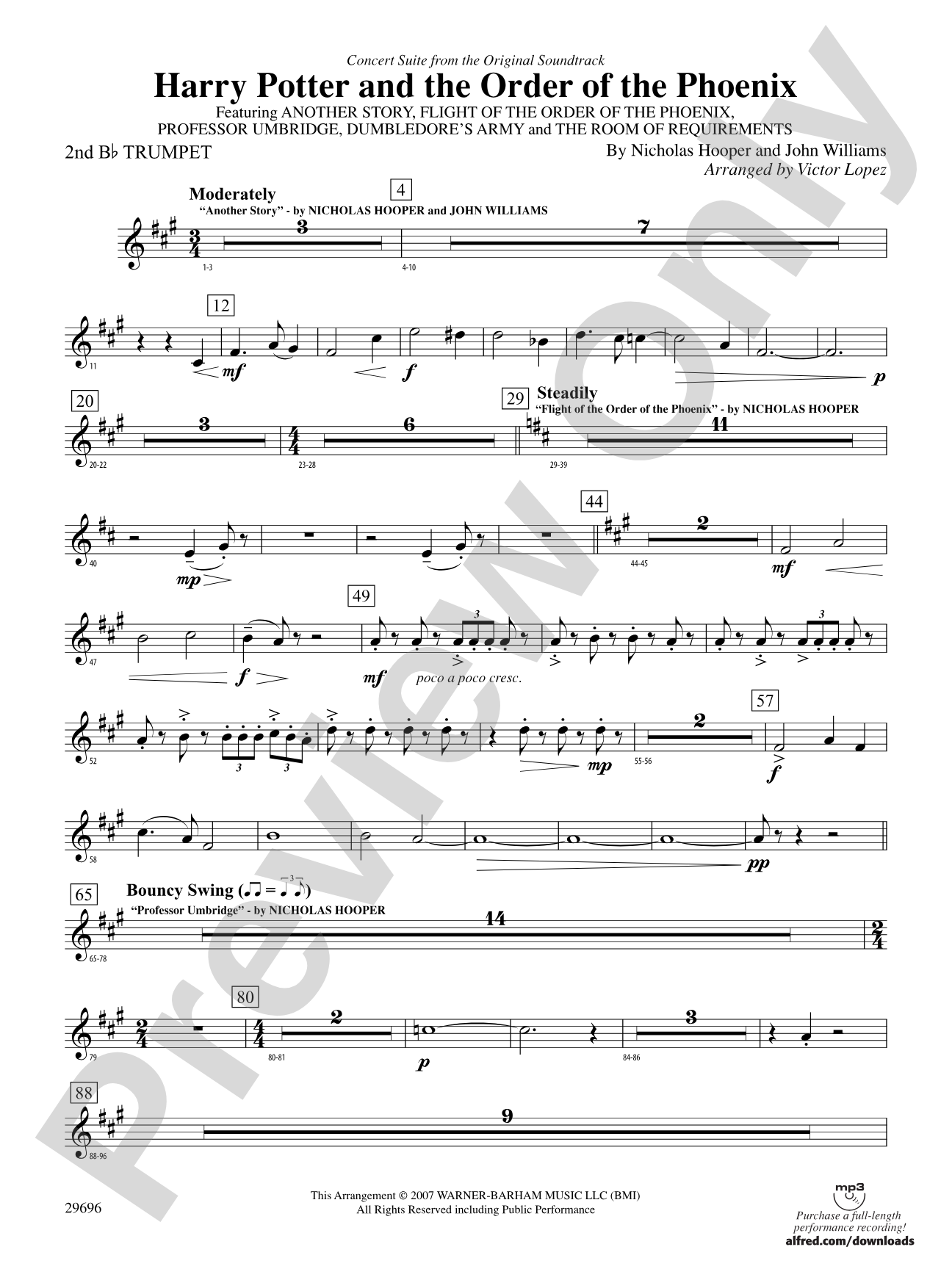 Harry Potter and the Order of the Phoenix, Concert Suite from: 2nd B-flat Trumpet
