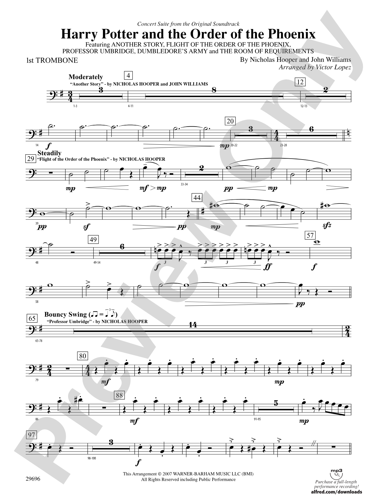 Harry Potter and the Order of the Phoenix, Concert Suite from: 1st Trombone