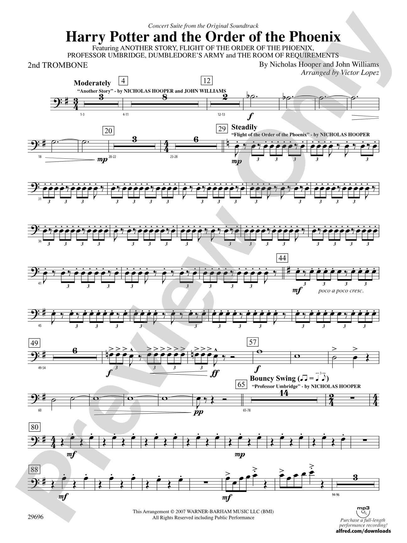 Harry Potter and the Order of the Phoenix, Concert Suite from: 2nd Trombone