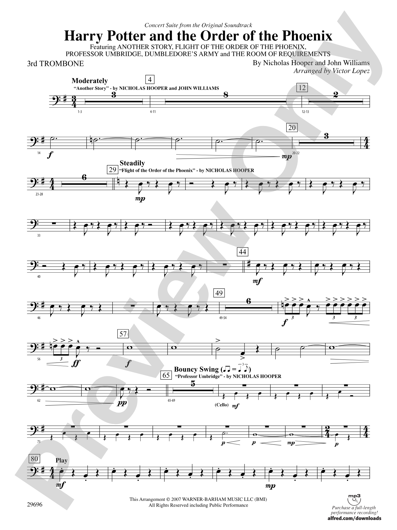 Harry Potter and the Order of the Phoenix, Concert Suite from: 3rd Trombone