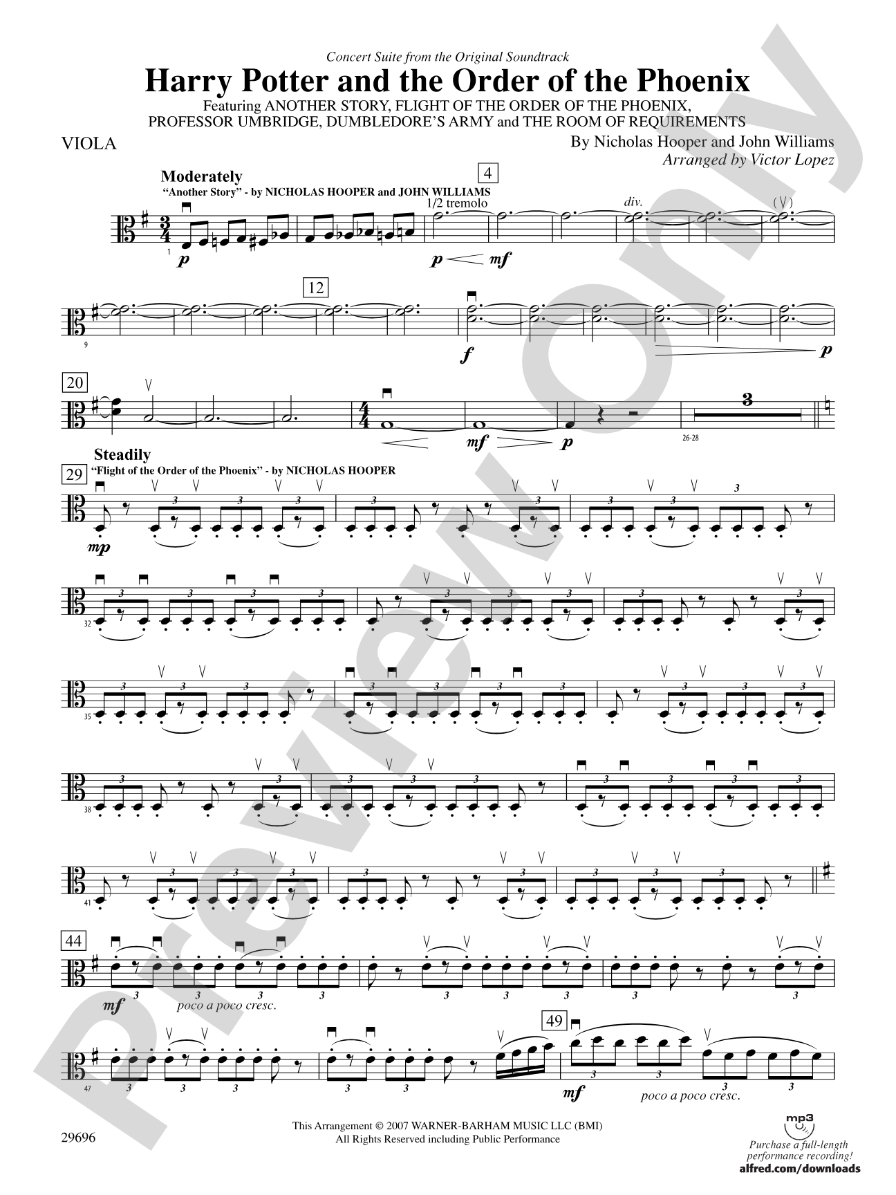 Harry Potter and the Order of the Phoenix, Concert Suite from: Viola