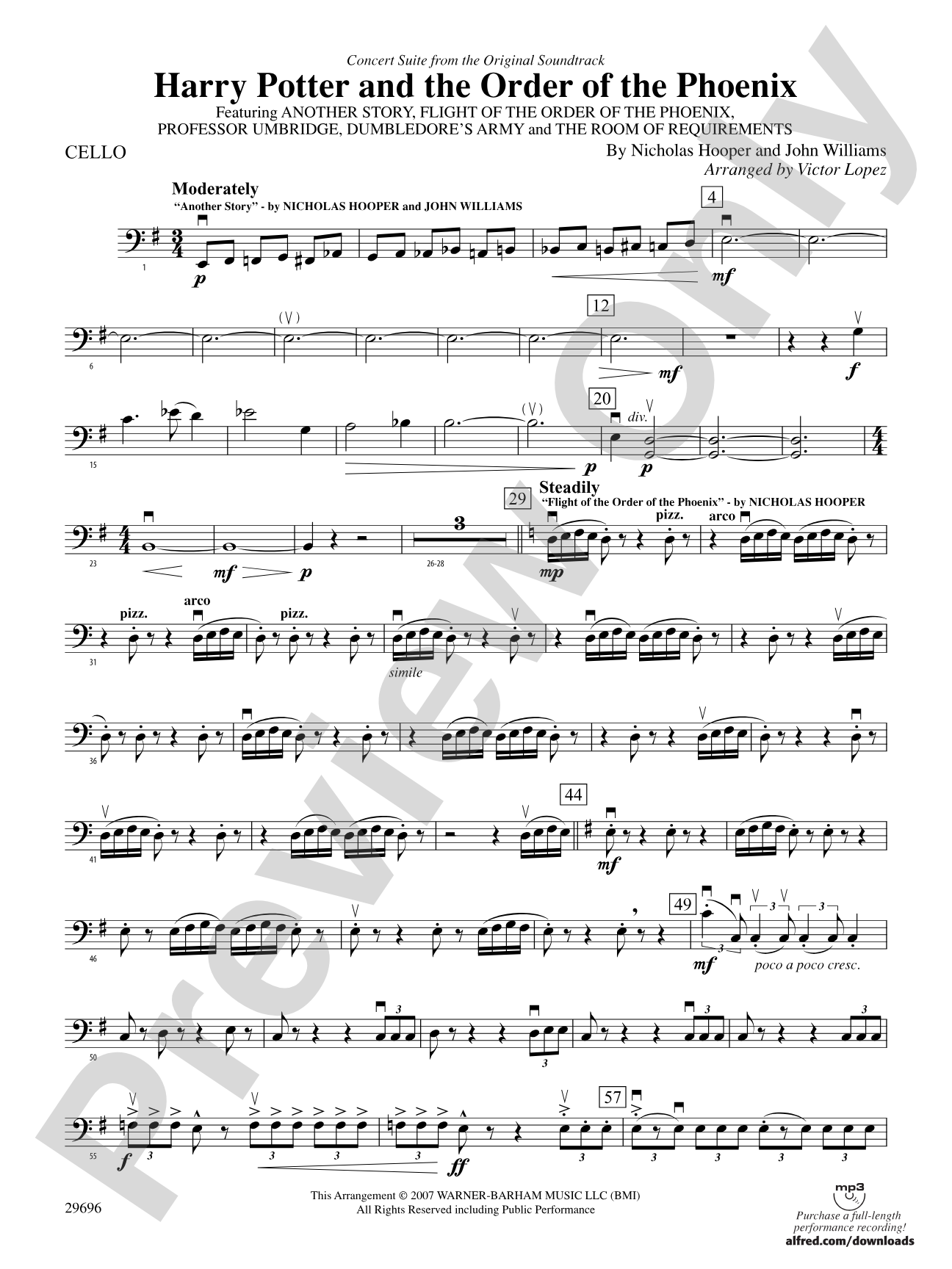 Harry Potter and the Order of the Phoenix, Concert Suite from: Cello