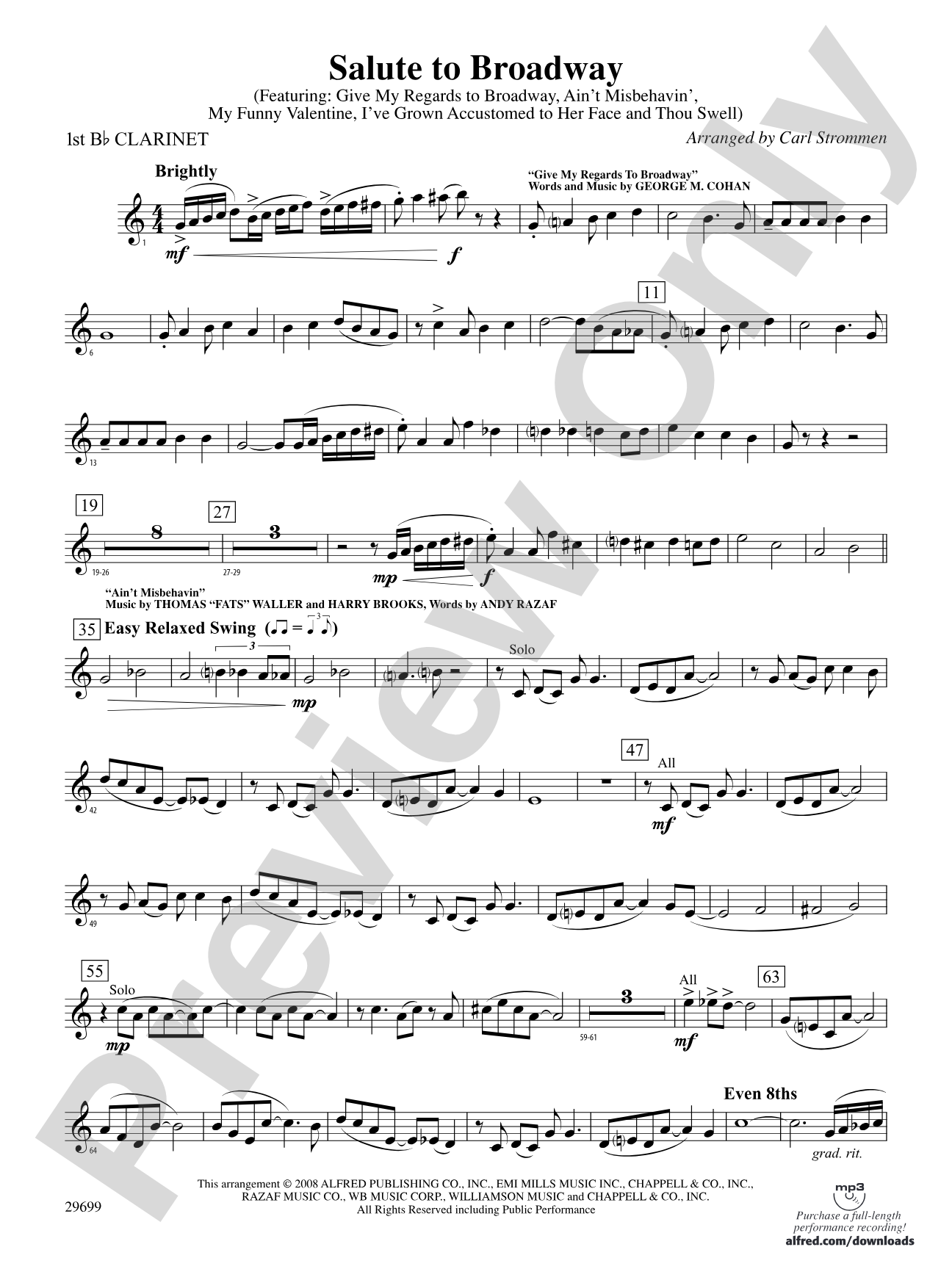 Salute to Broadway: 1st B-flat Clarinet