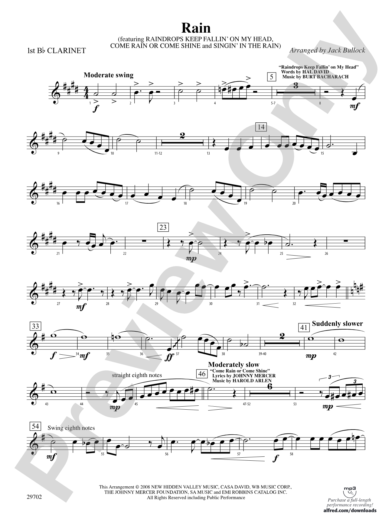 Rain: 1st B-flat Clarinet