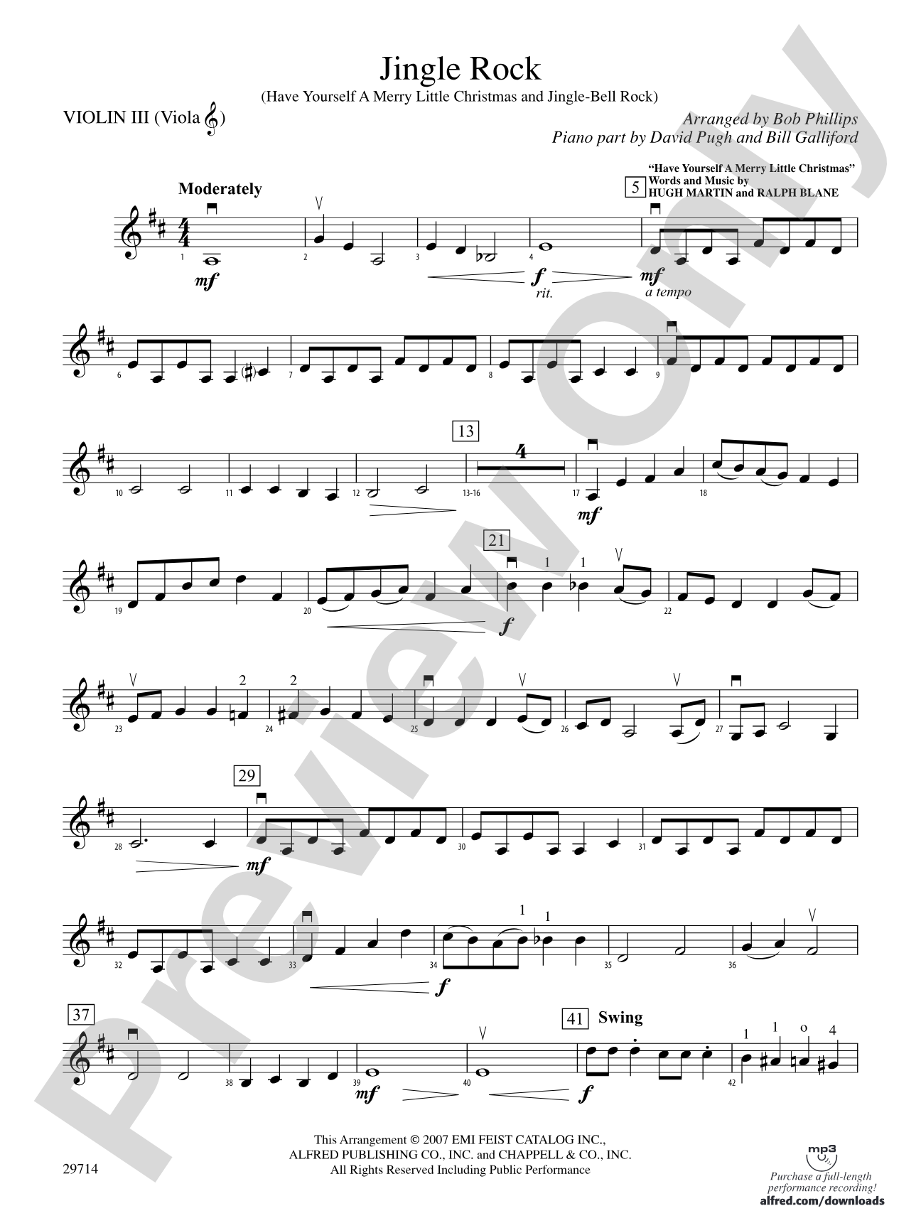 Jingle Rock: 3rd Violin (Viola [TC])