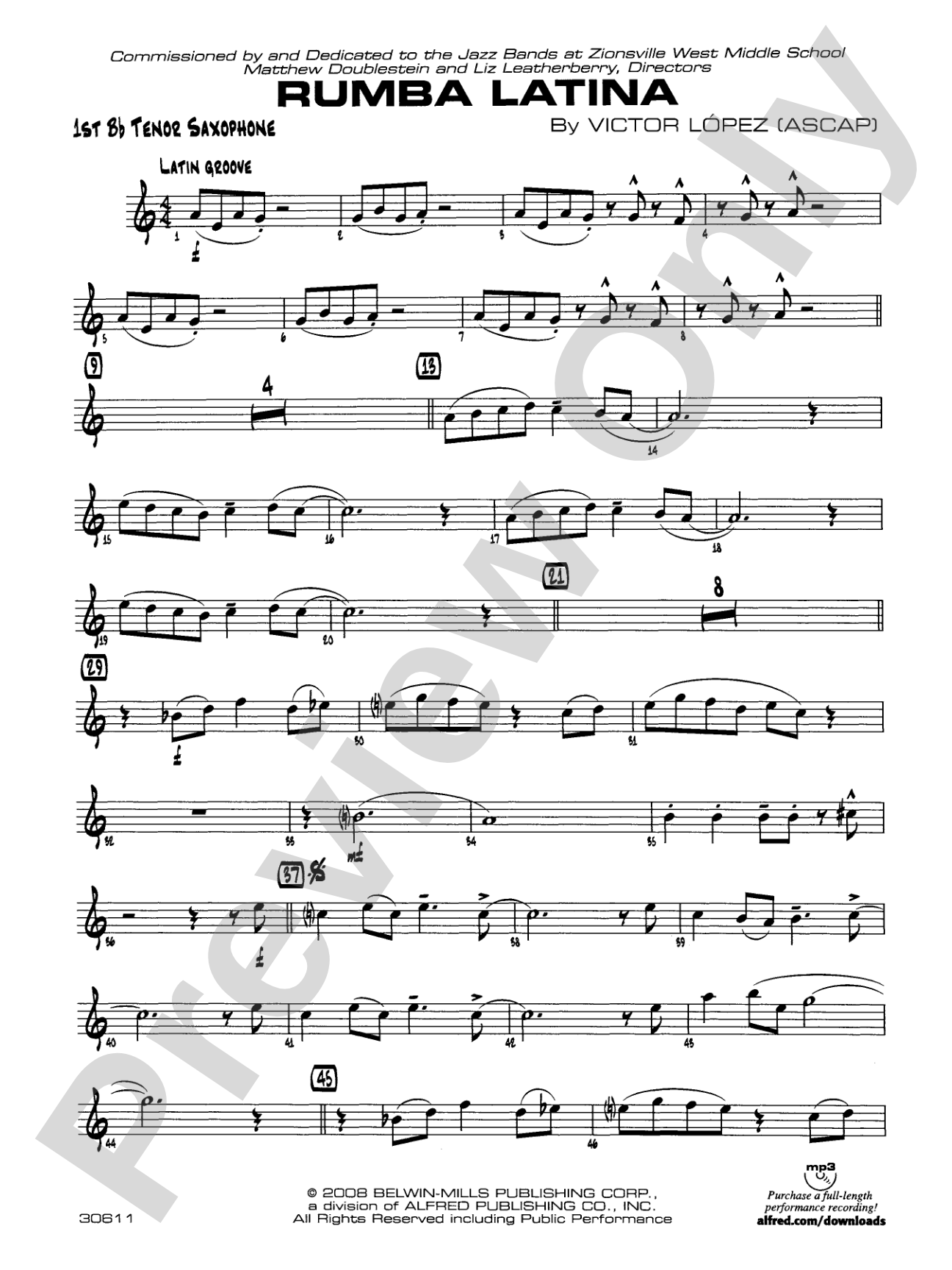 Rumba Latina: B-flat Tenor Saxophone