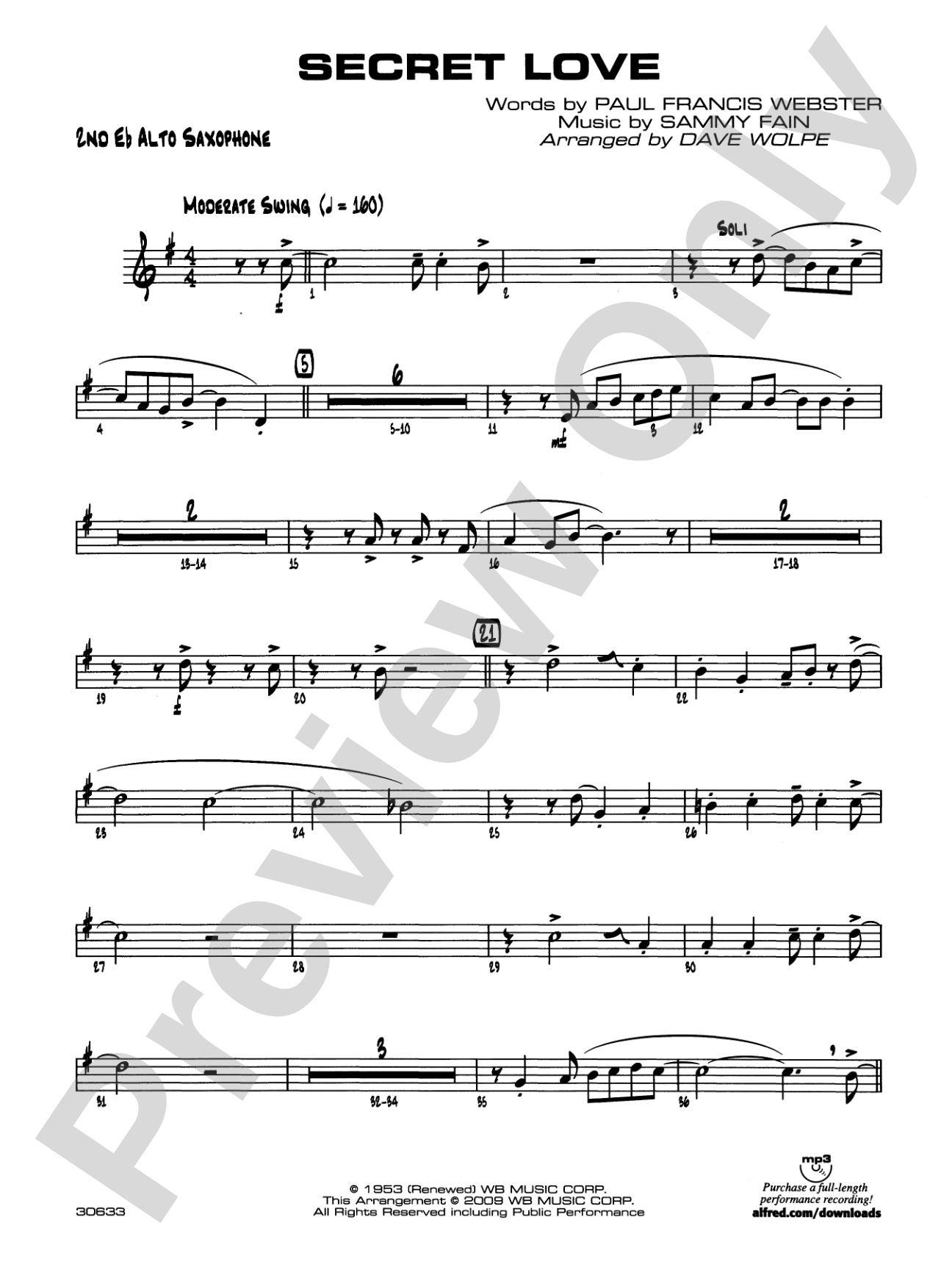 Secret Love: 2nd E-flat Alto Saxophone