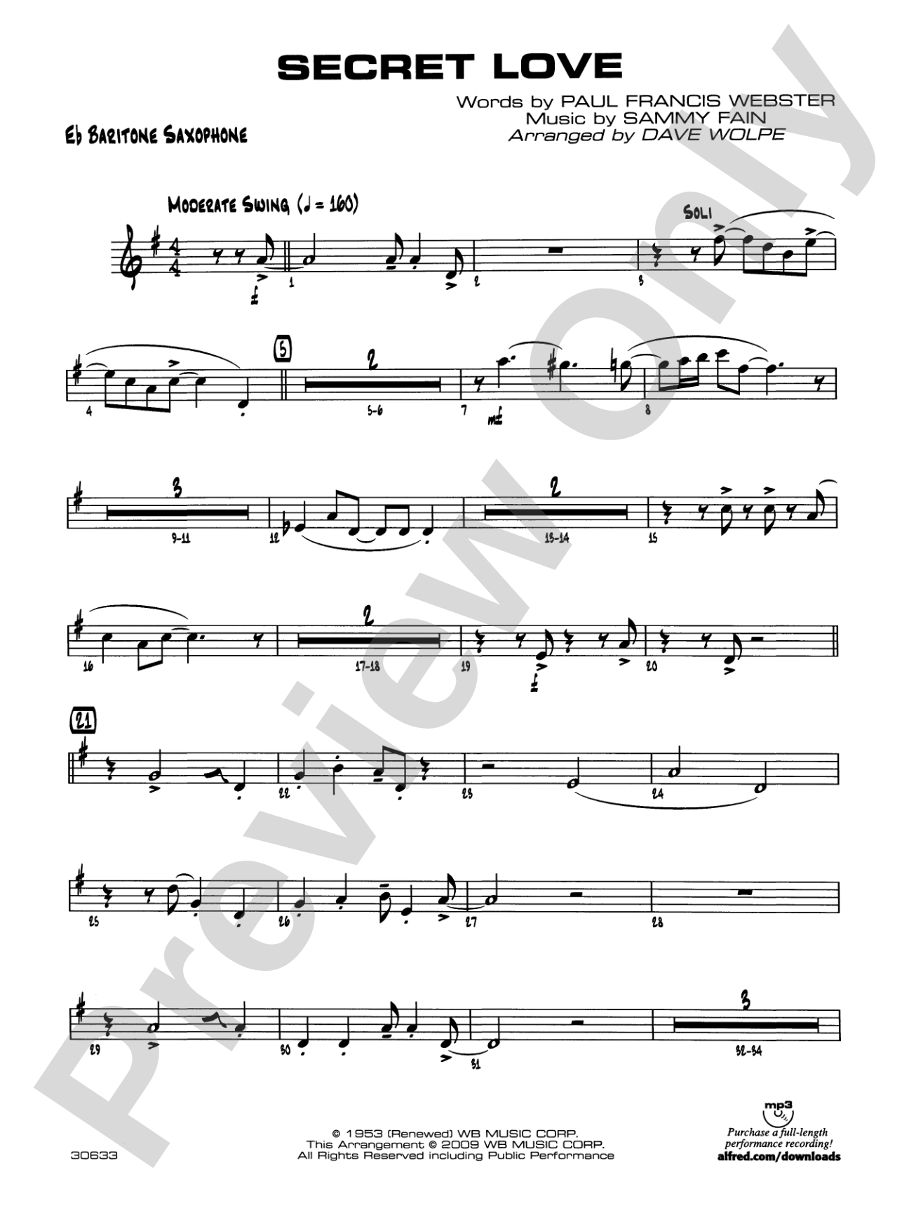 Secret Love: E-flat Baritone Saxophone