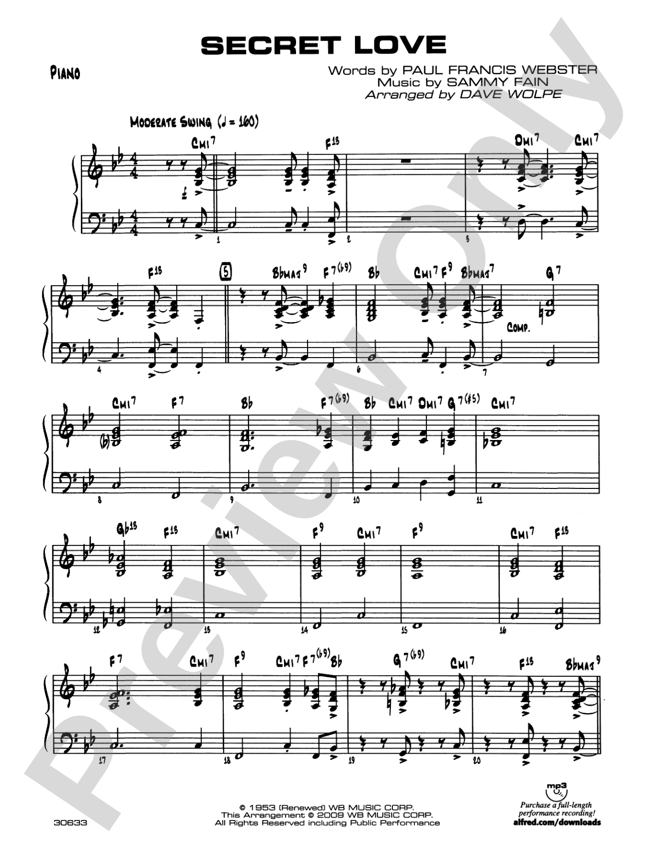 Secret Love: Piano Accompaniment