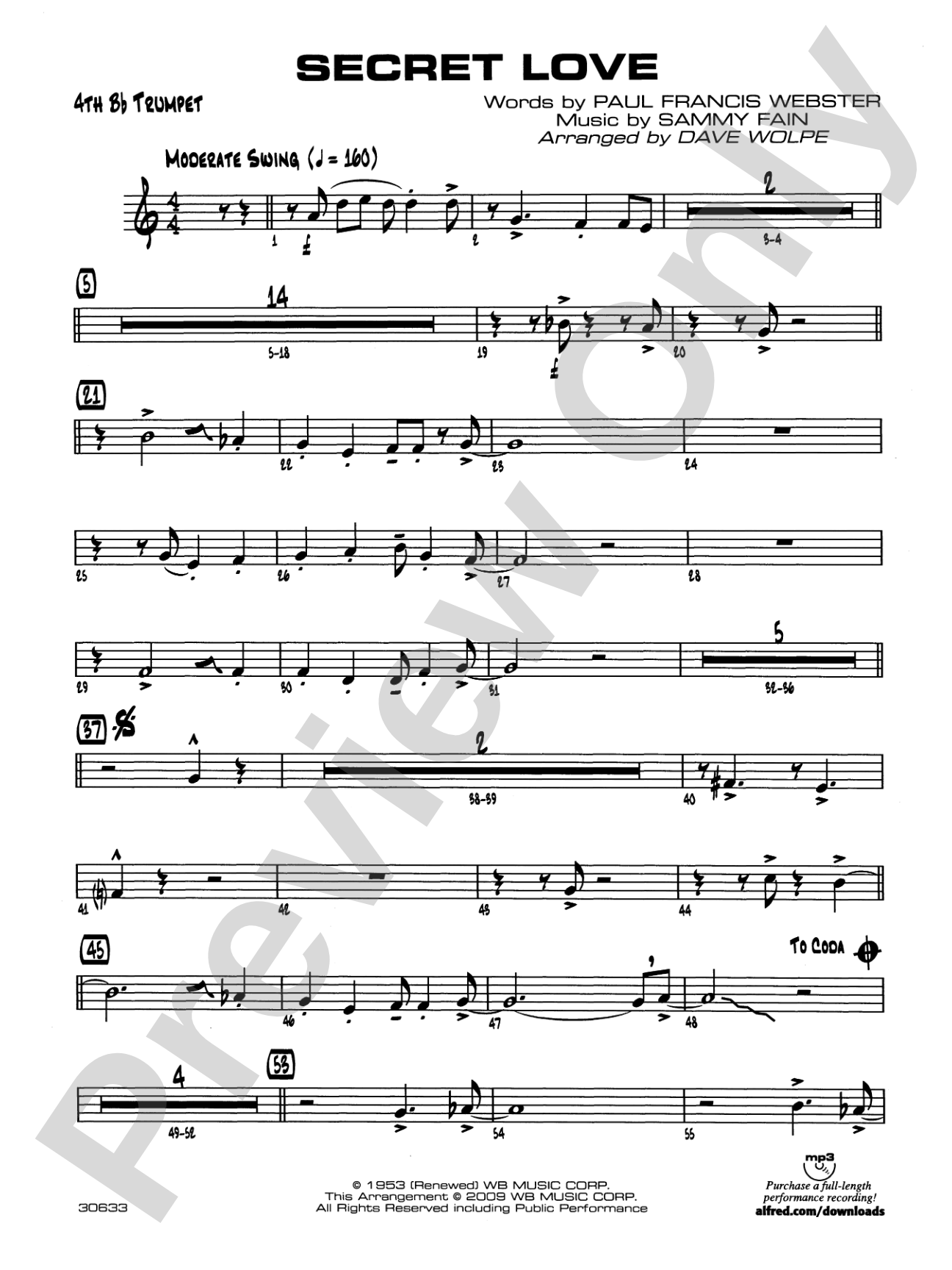 Secret Love: 4th B-flat Trumpet