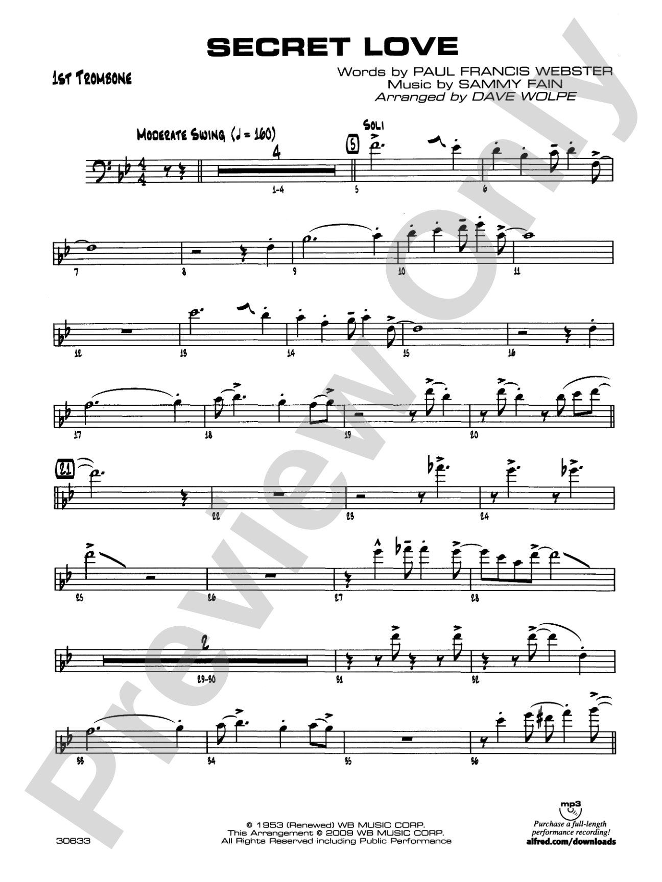 Secret Love: 1st Trombone