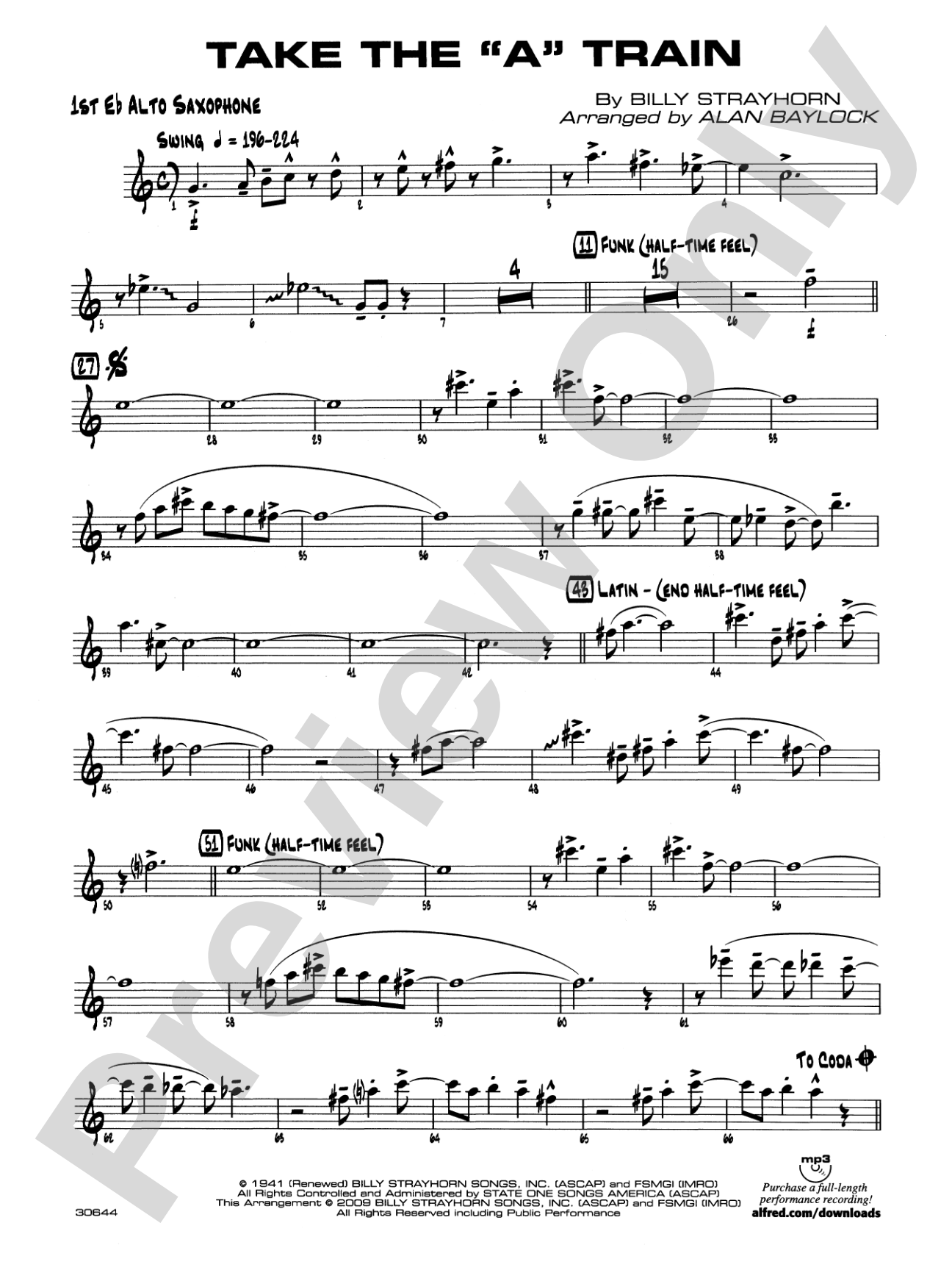 Take the "A" Train: E-flat Alto Saxophone