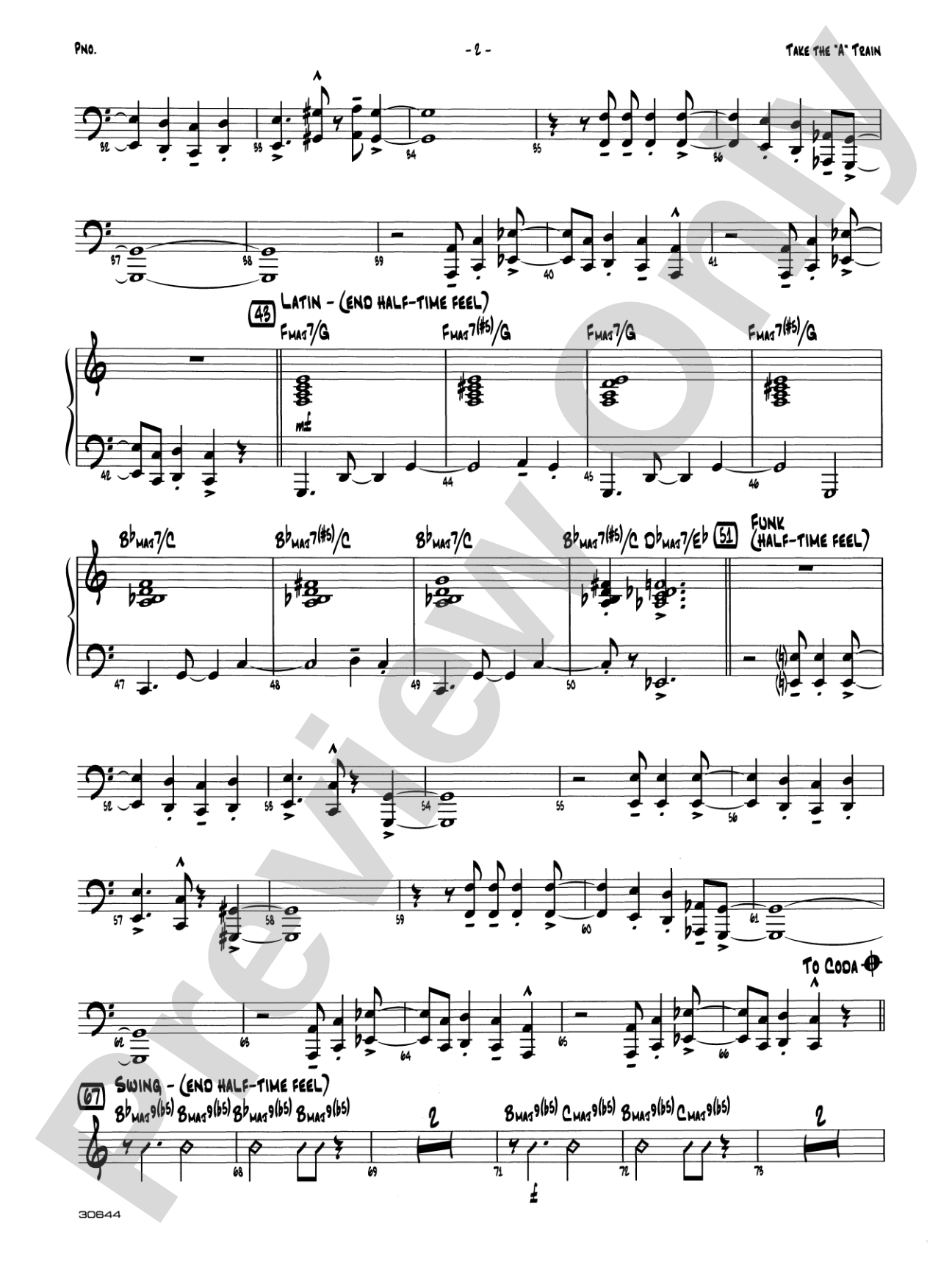 Take the "A" Train: Piano Accompaniment